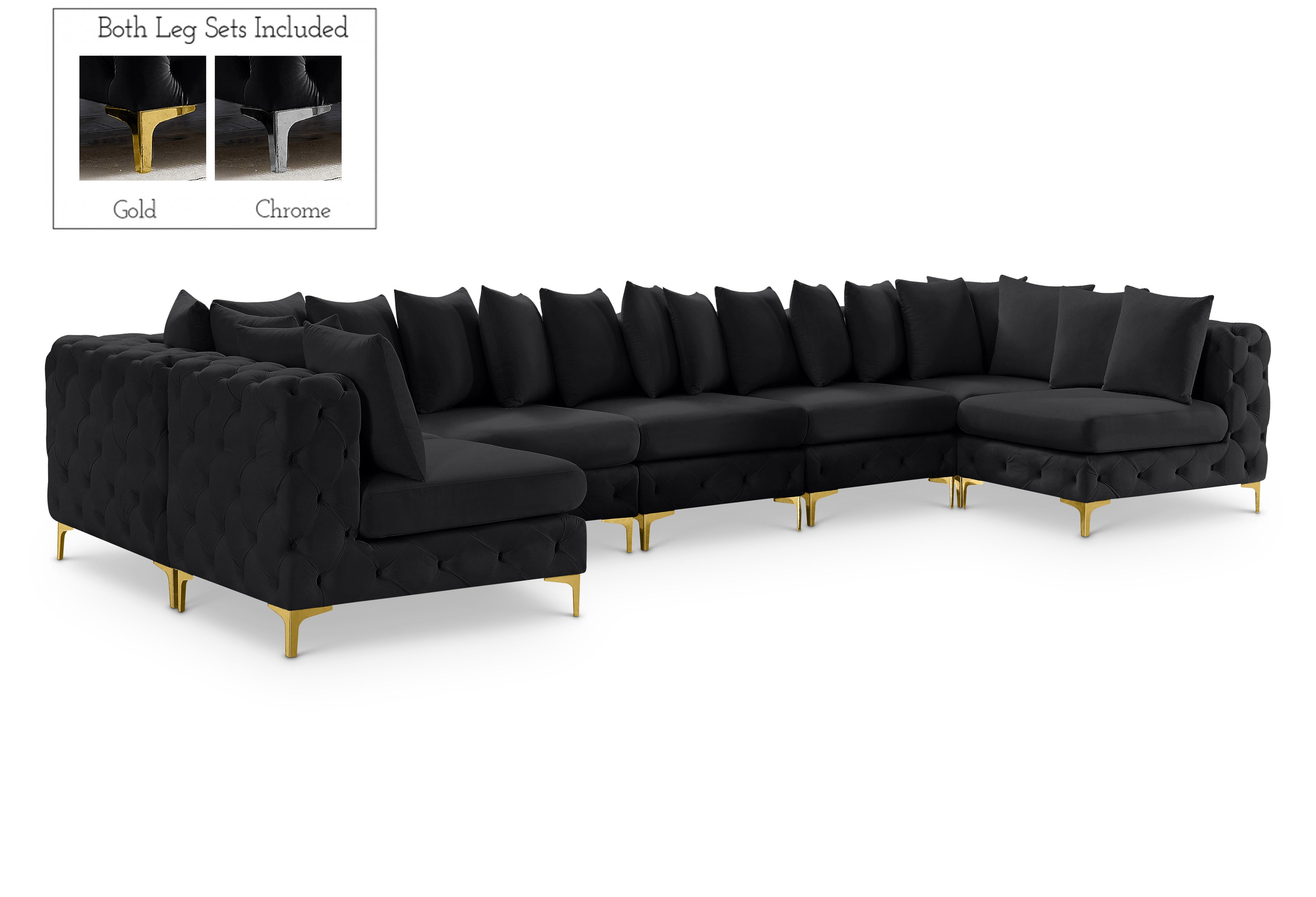 Tremblay Black Velvet Modular Sectional