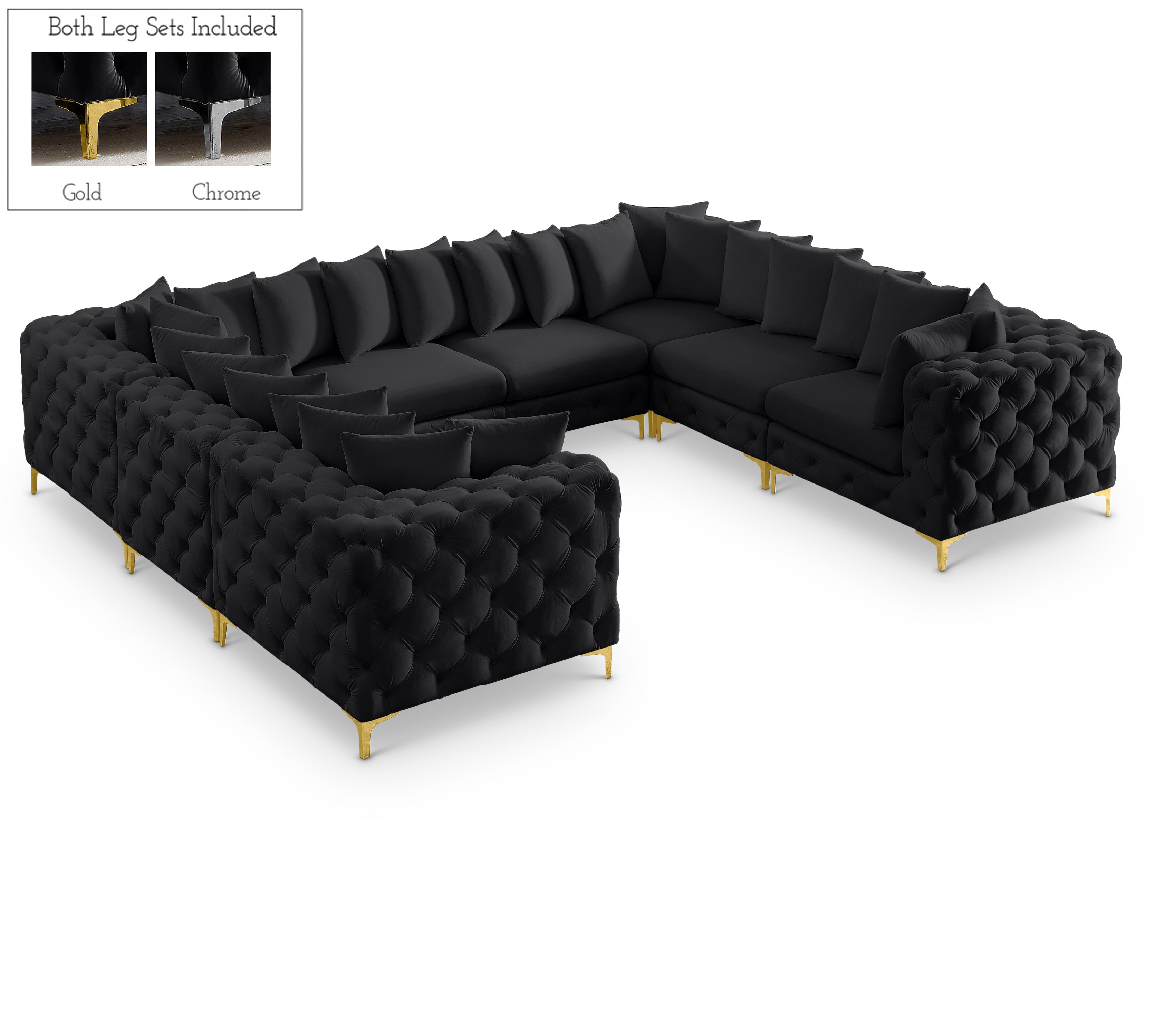 Tremblay Black Velvet Modular Sectional