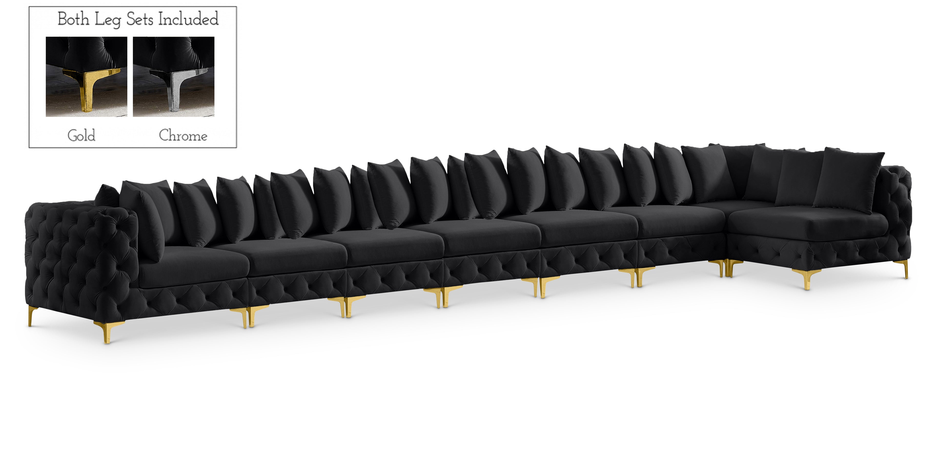 Tremblay Black Velvet Modular Sectional