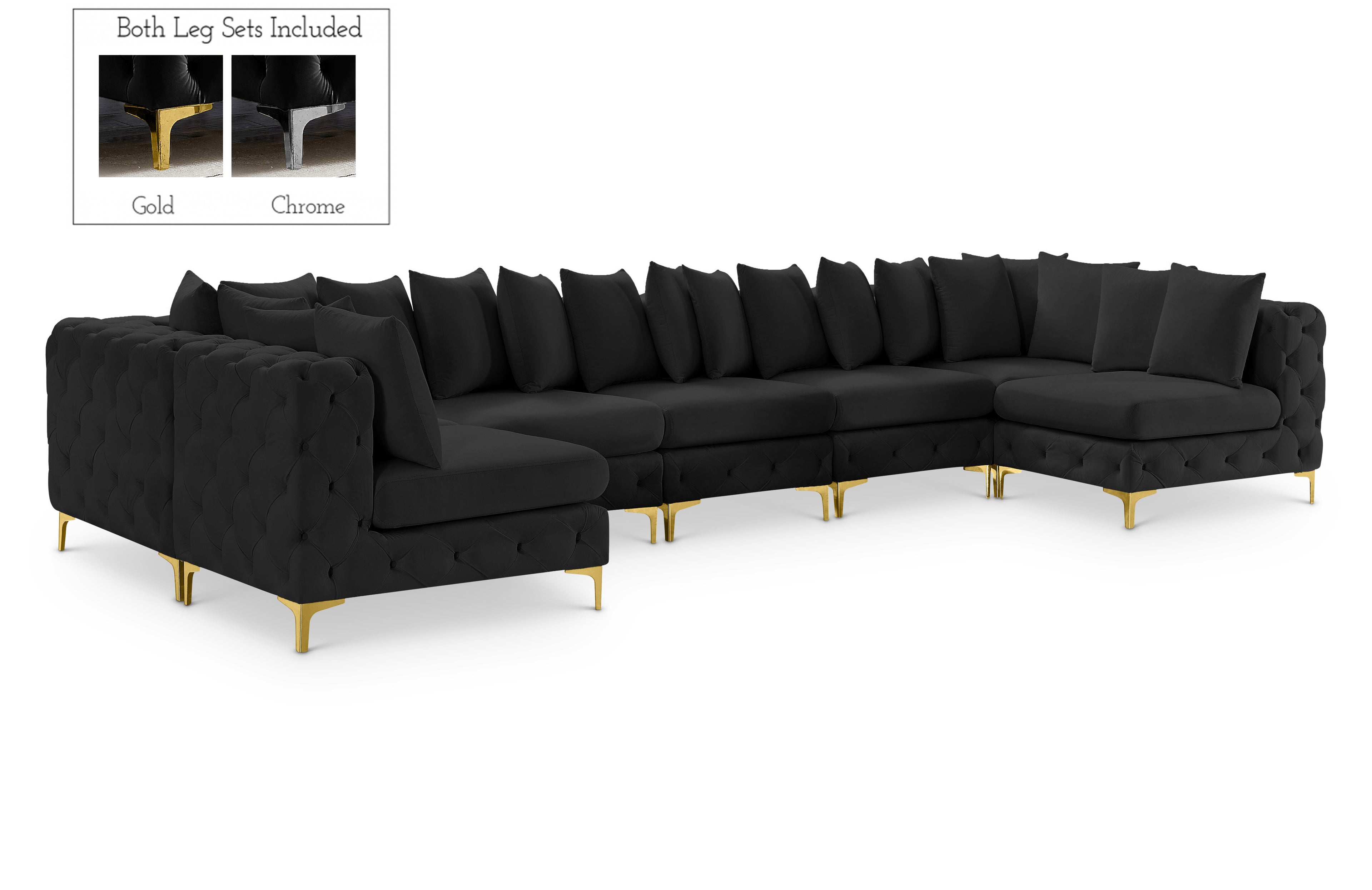 Tremblay Black Velvet Modular Sectional