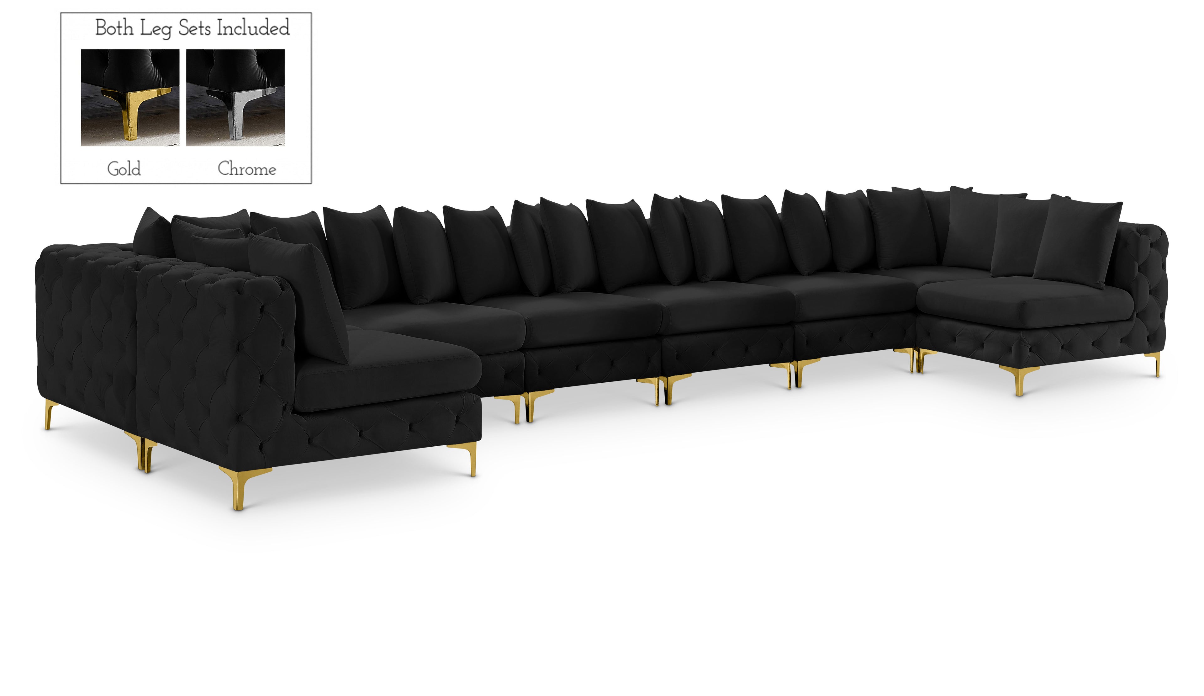 Tremblay Black Velvet Modular Sectional