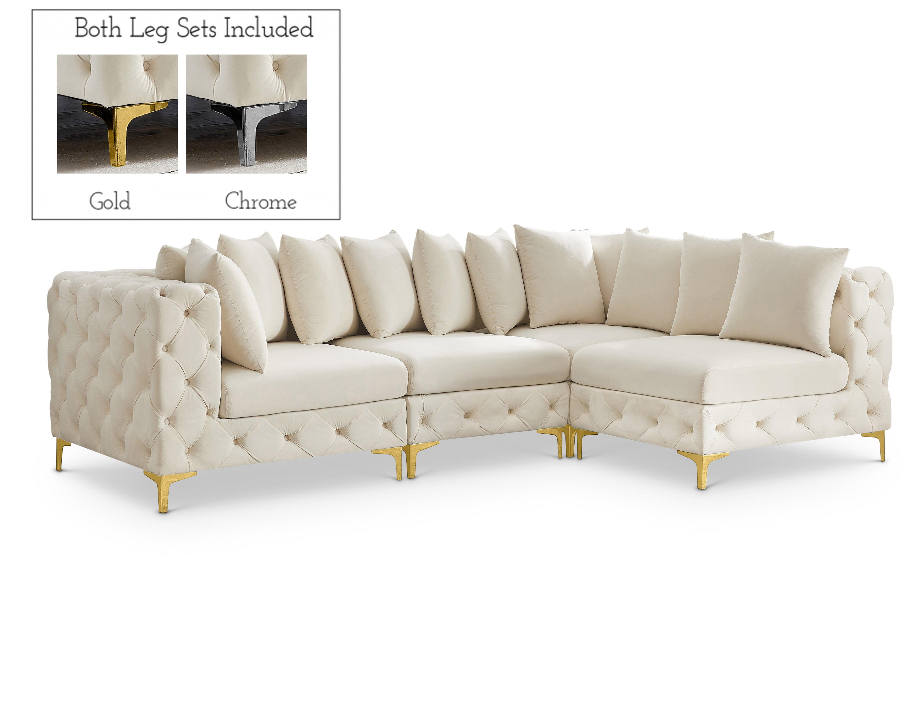 Tremblay Cream Velvet Modular Sectional