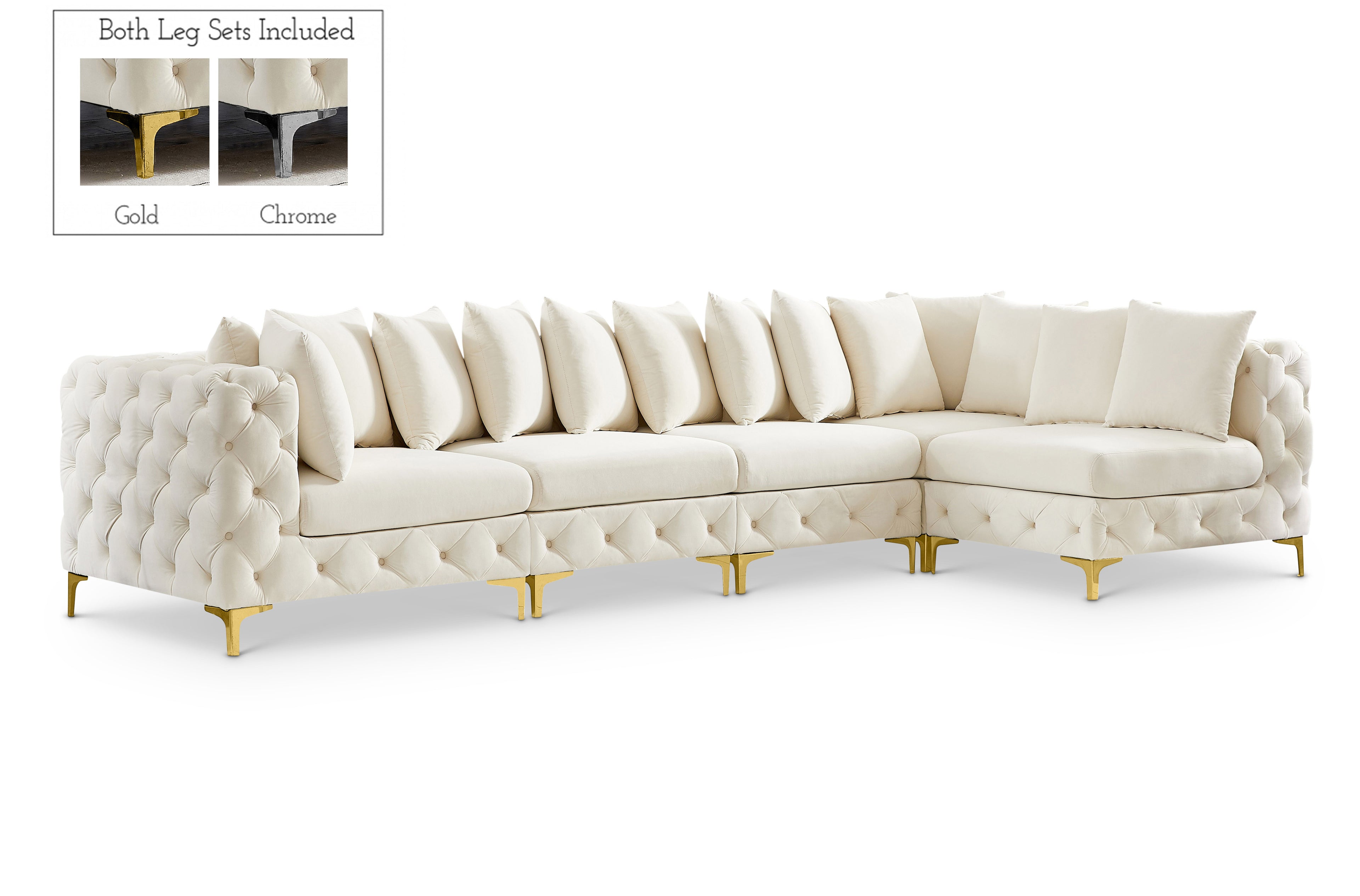 Tremblay Cream Velvet Modular Sectional