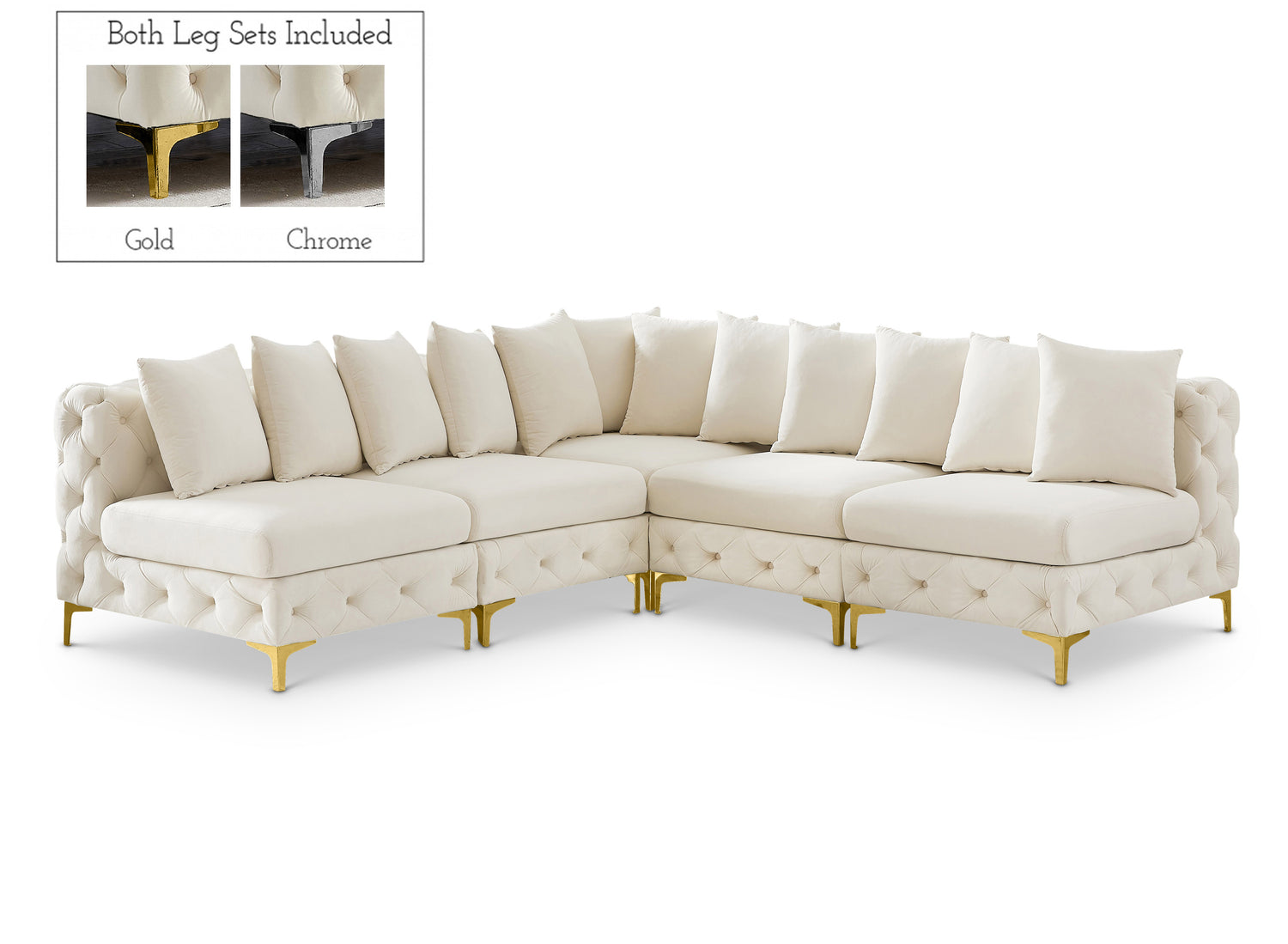 Tremblay Cream Velvet Modular Sectional