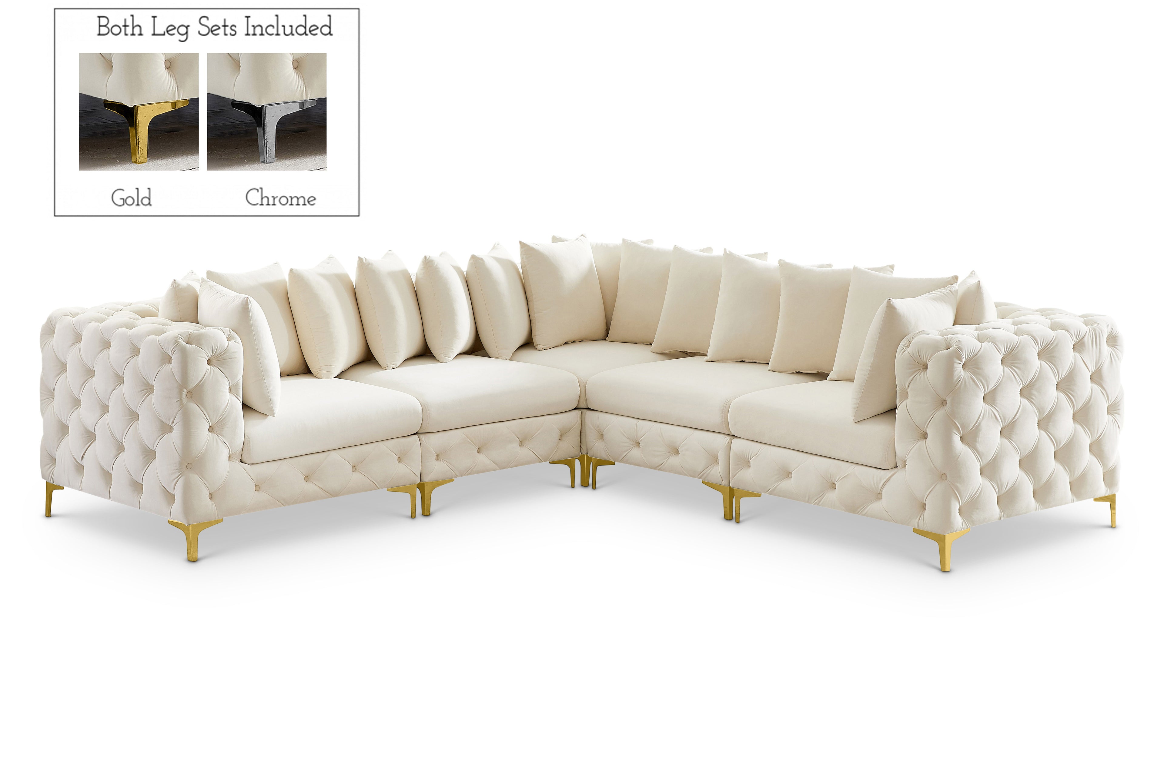 Tremblay Cream Velvet Modular Sectional