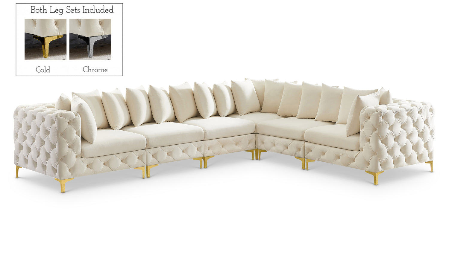 Tremblay Cream Velvet Modular Sectional