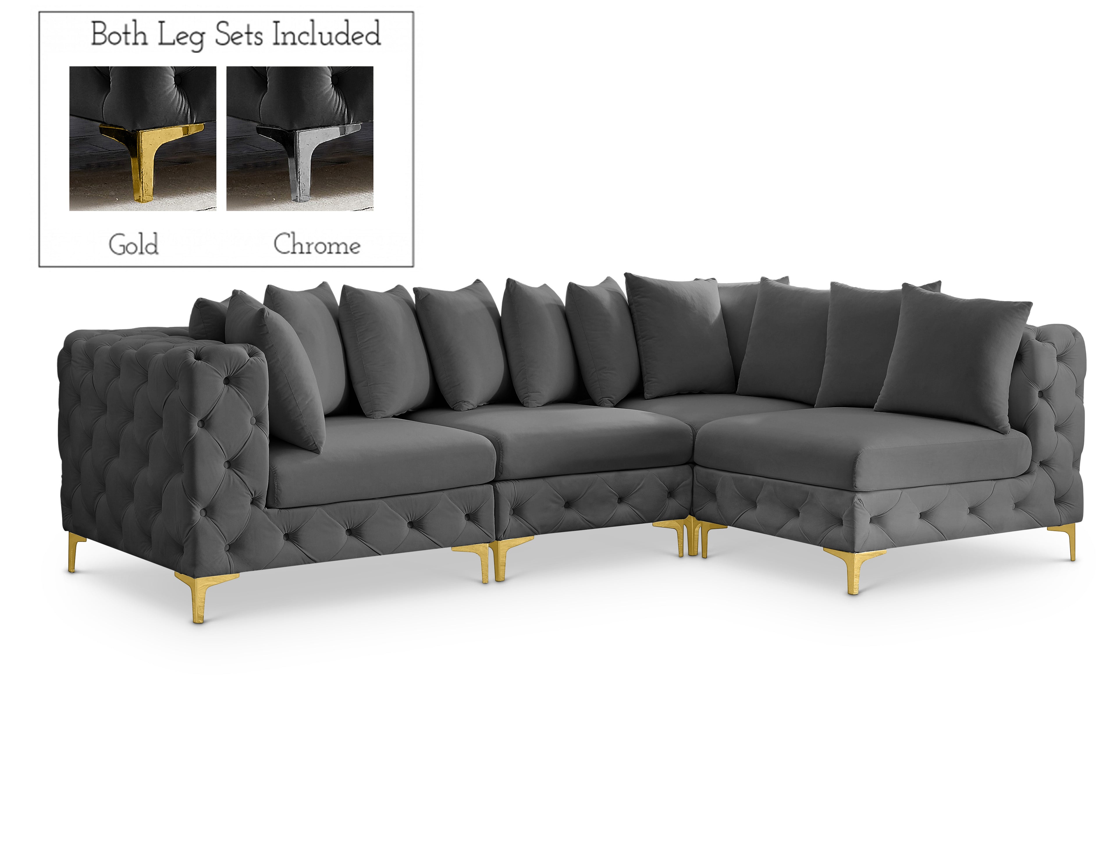 Tremblay Grey Velvet Modular Sectional