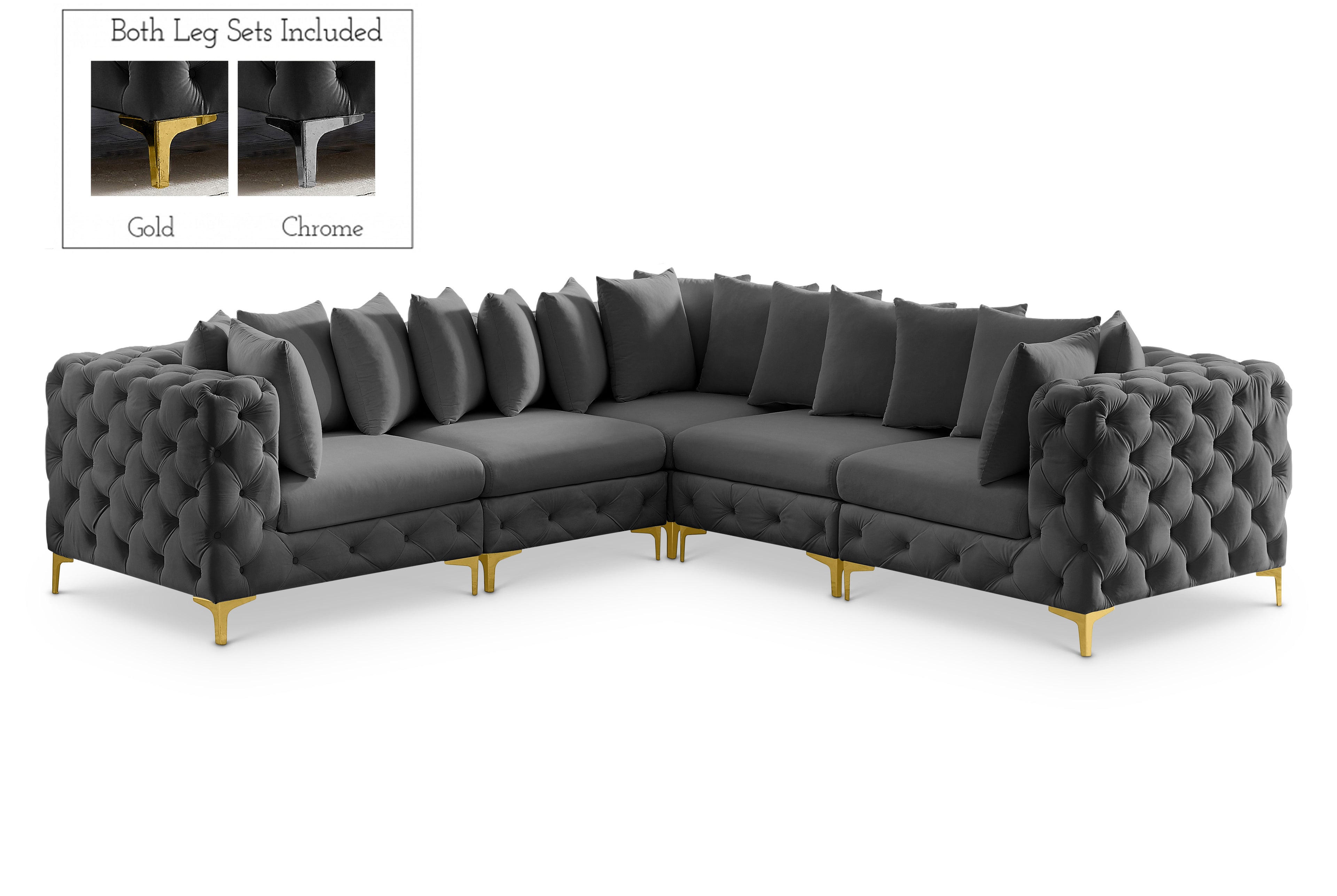 Tremblay Grey Velvet Modular Sectional