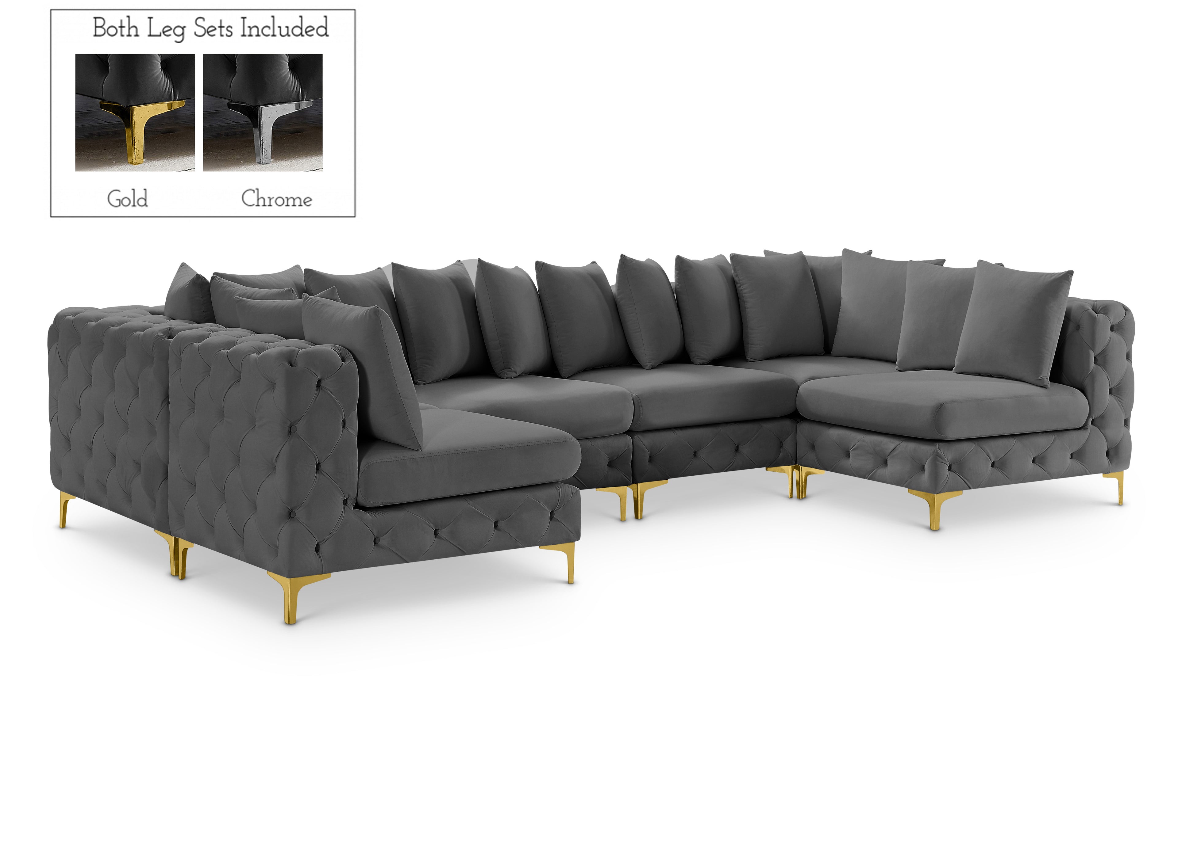 Tremblay Grey Velvet Modular Sectional