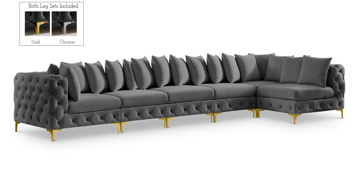 Tremblay Grey Velvet Modular Sectional