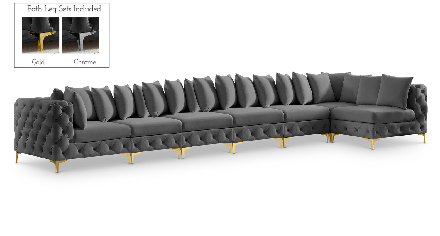 Tremblay Grey Velvet Modular Sectional