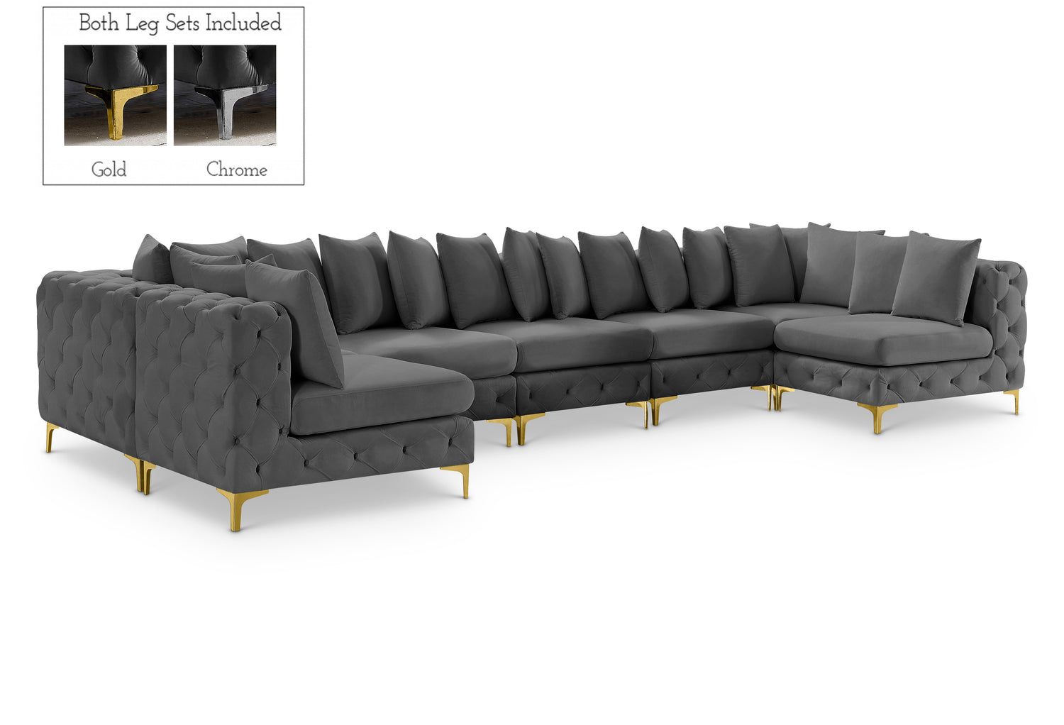 Tremblay Grey Velvet Modular Sectional