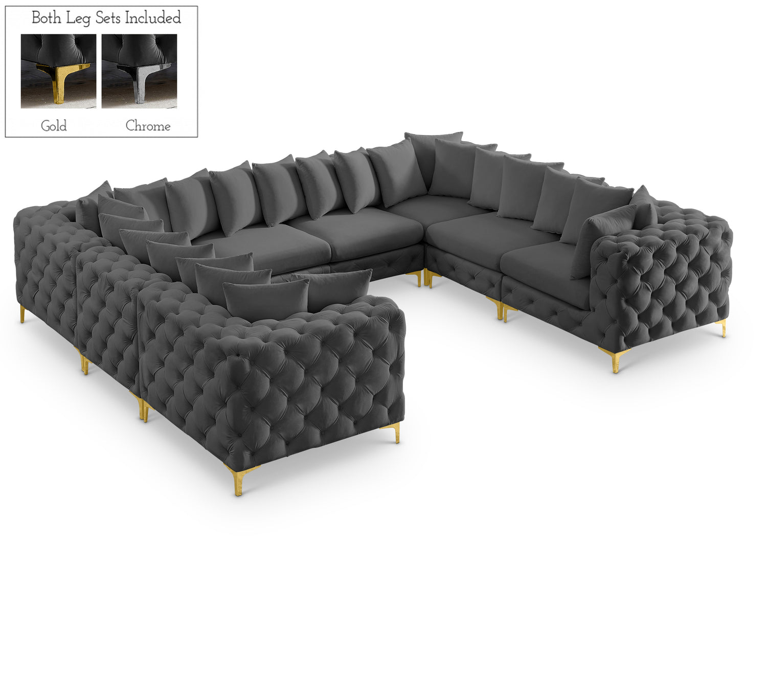 Tremblay Grey Velvet Modular Sectional