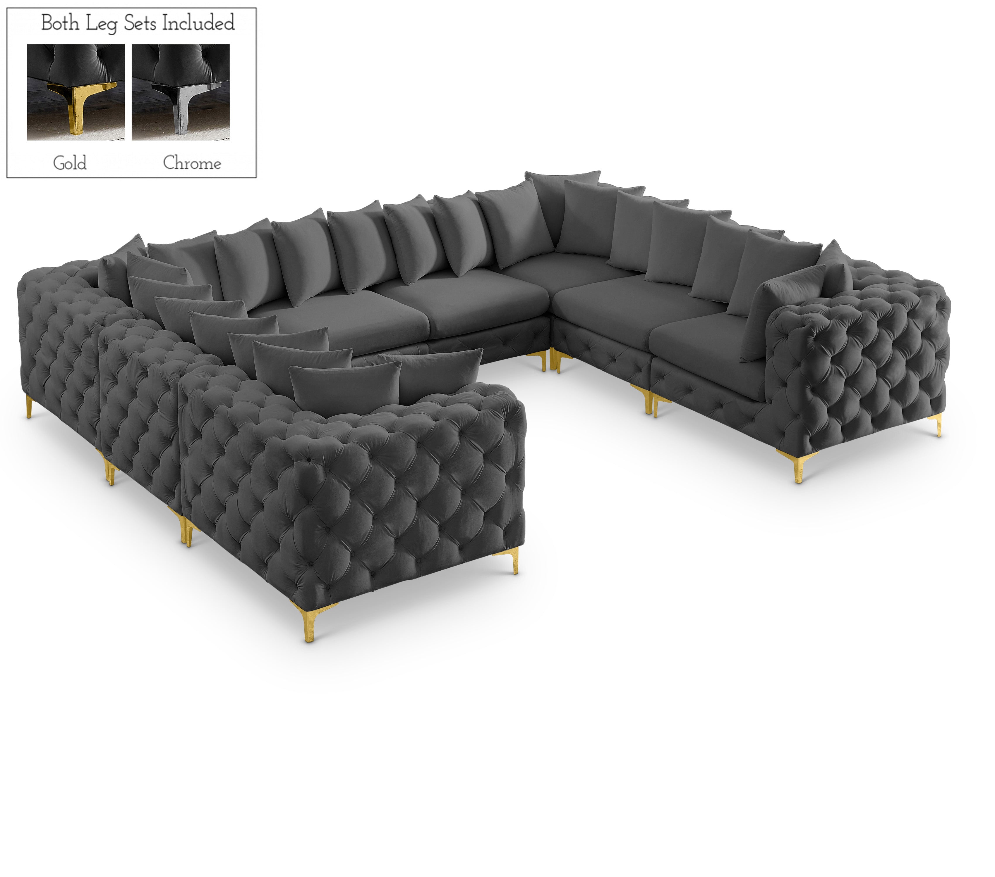 Tremblay Grey Velvet Modular Sectional