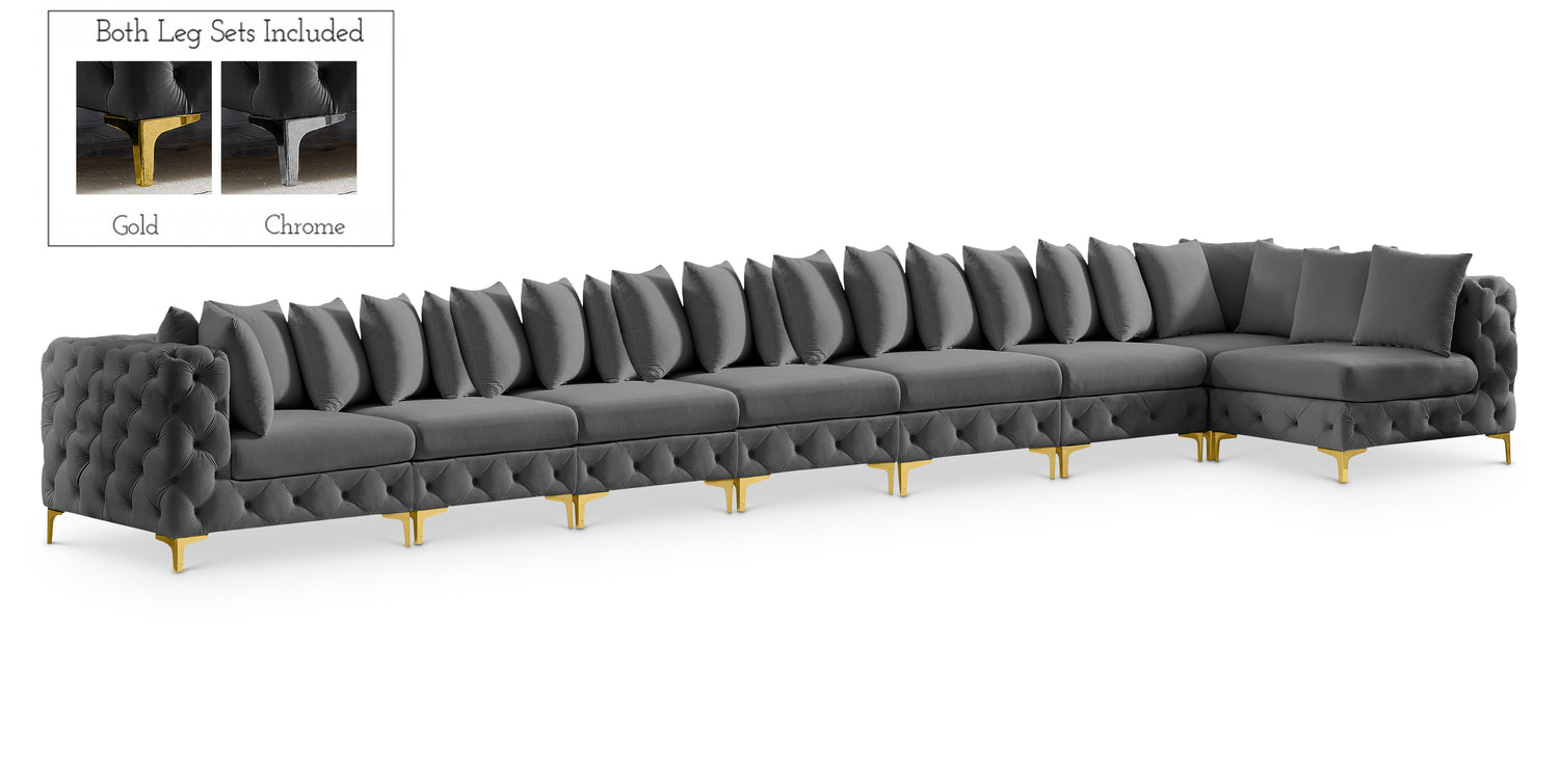 Tremblay Grey Velvet Modular Sectional