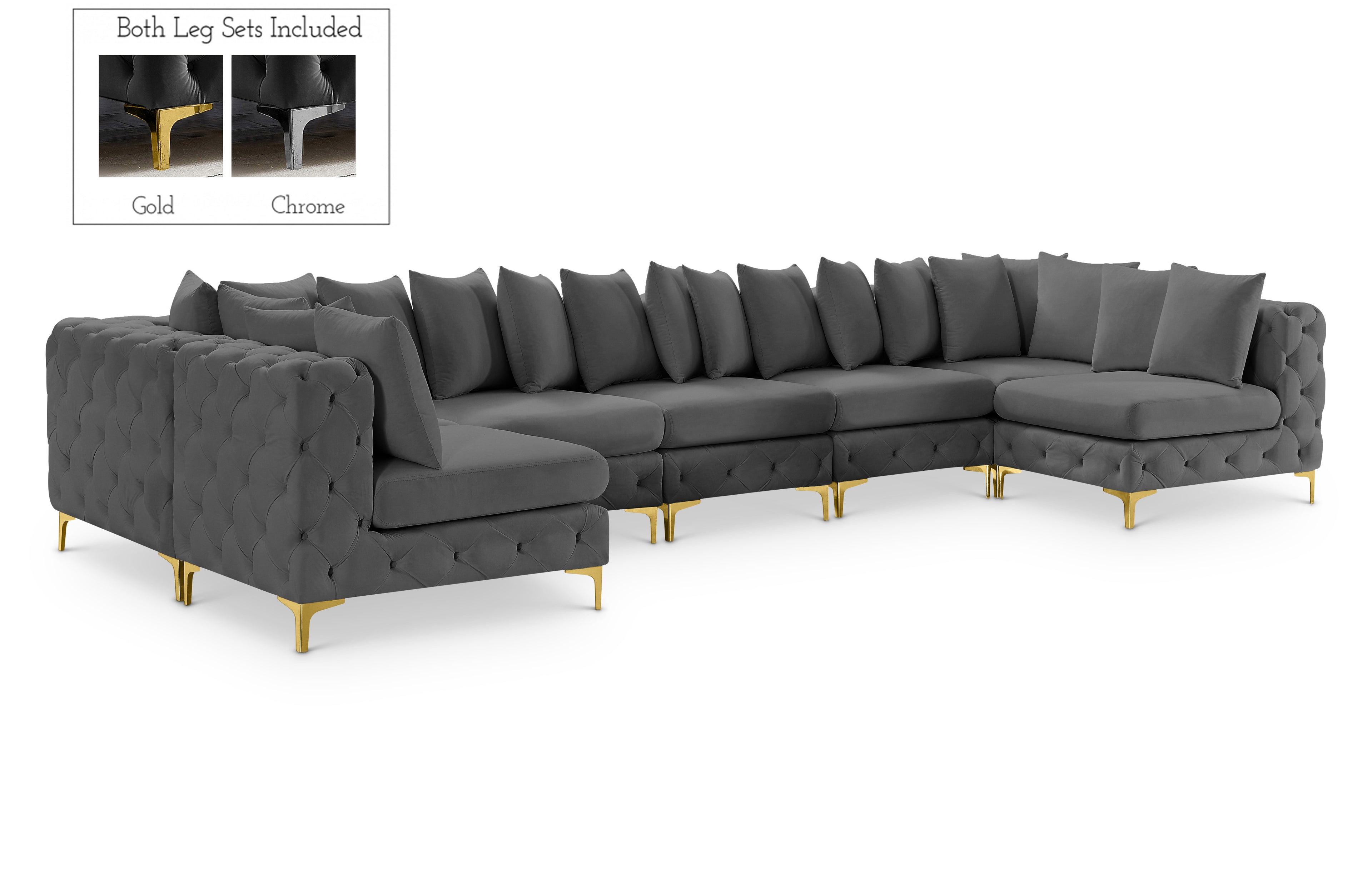 Tremblay Grey Velvet Modular Sectional