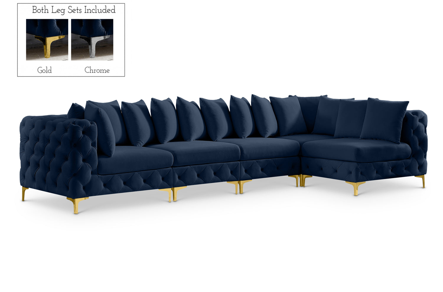 Tremblay Navy Velvet Modular Sectional