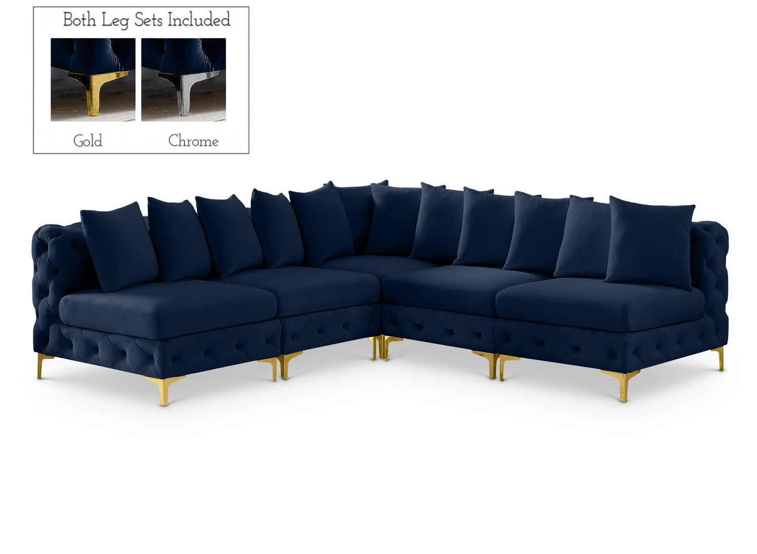 Tremblay Navy Velvet Modular Sectional