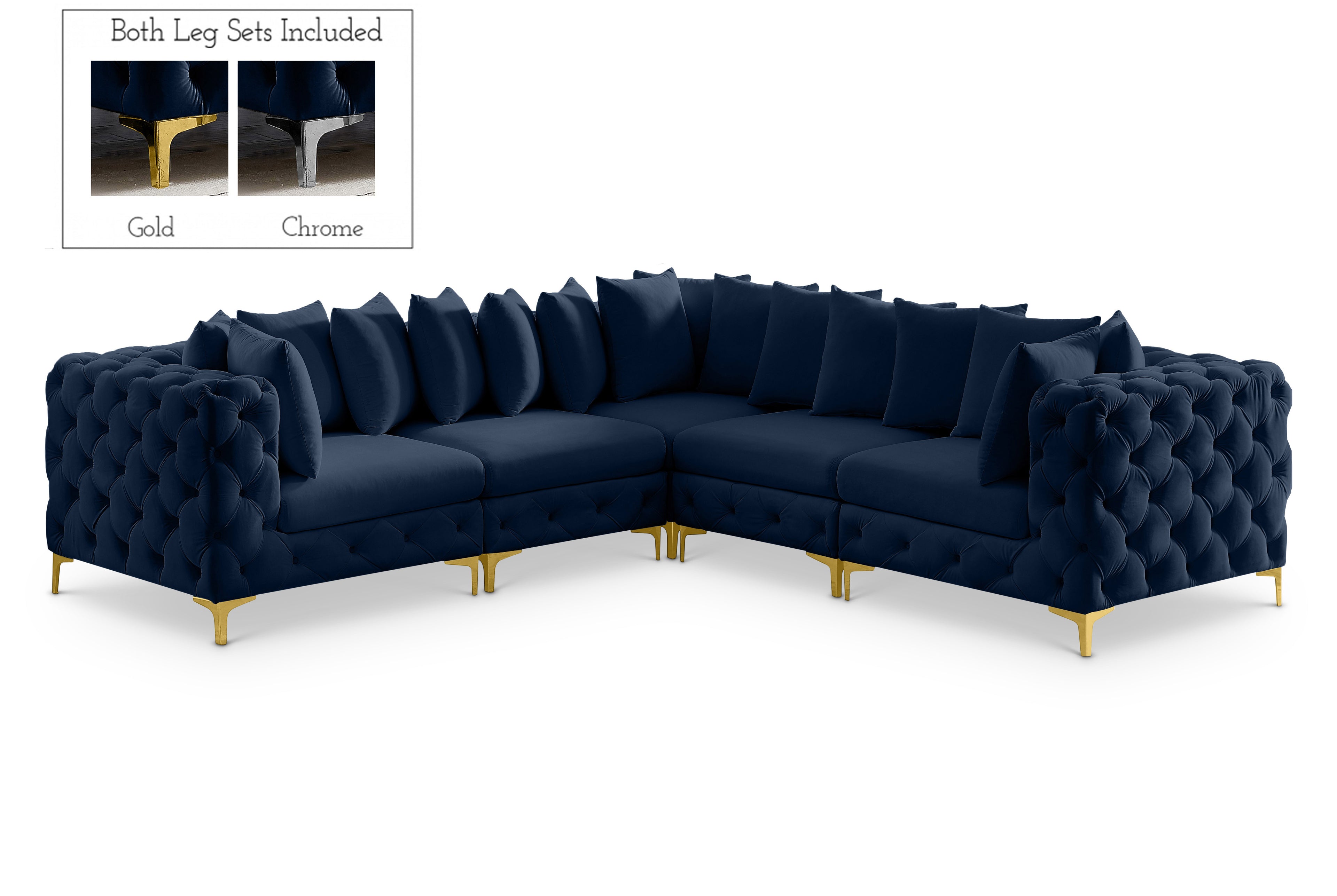 Tremblay Navy Velvet Modular Sectional