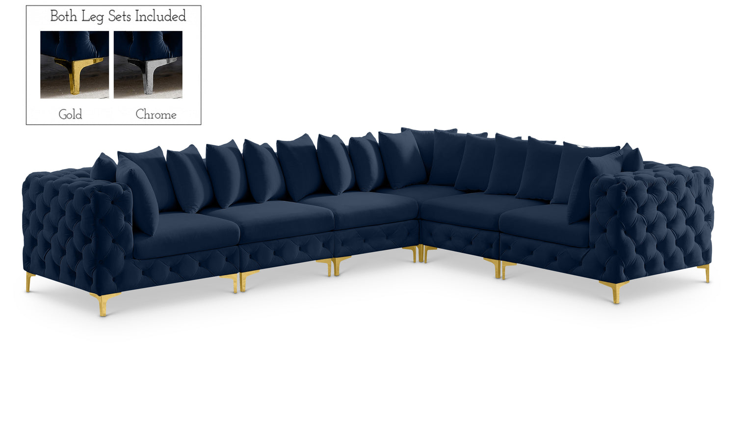 Tremblay Navy Velvet Modular Sectional