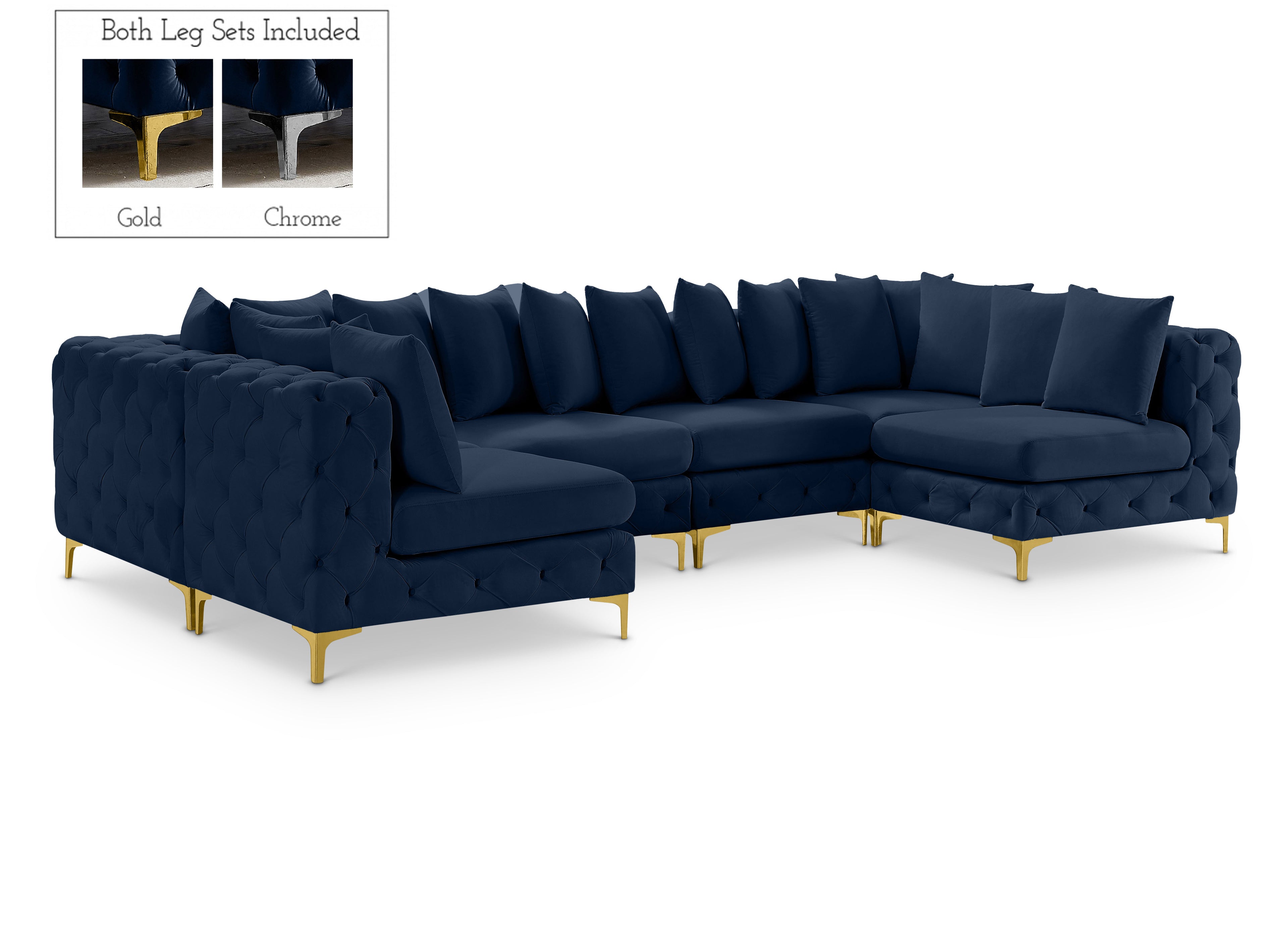 Tremblay Navy Velvet Modular Sectional