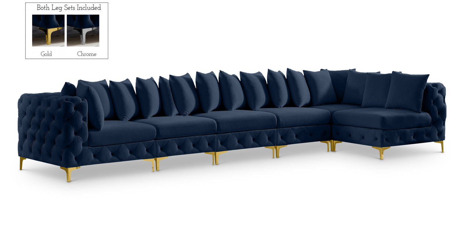 Tremblay Navy Velvet Modular Sectional