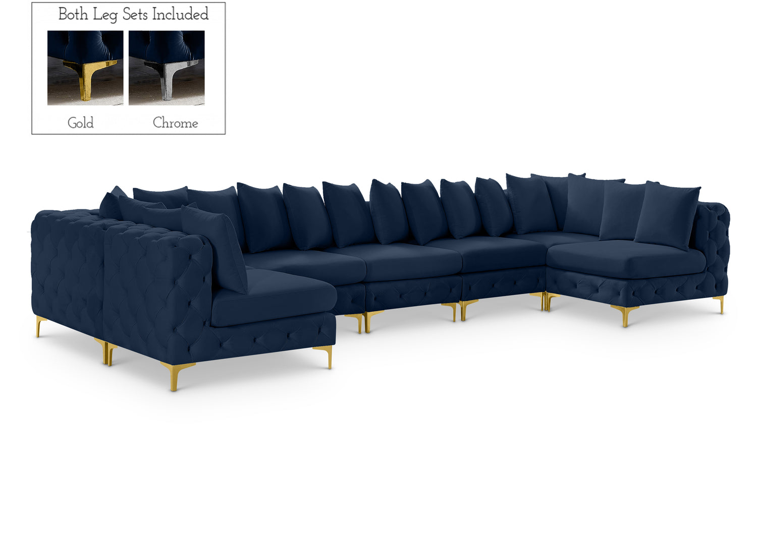 Tremblay Navy Velvet Modular Sectional