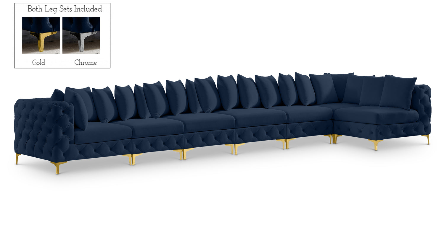 Tremblay Navy Velvet Modular Sectional