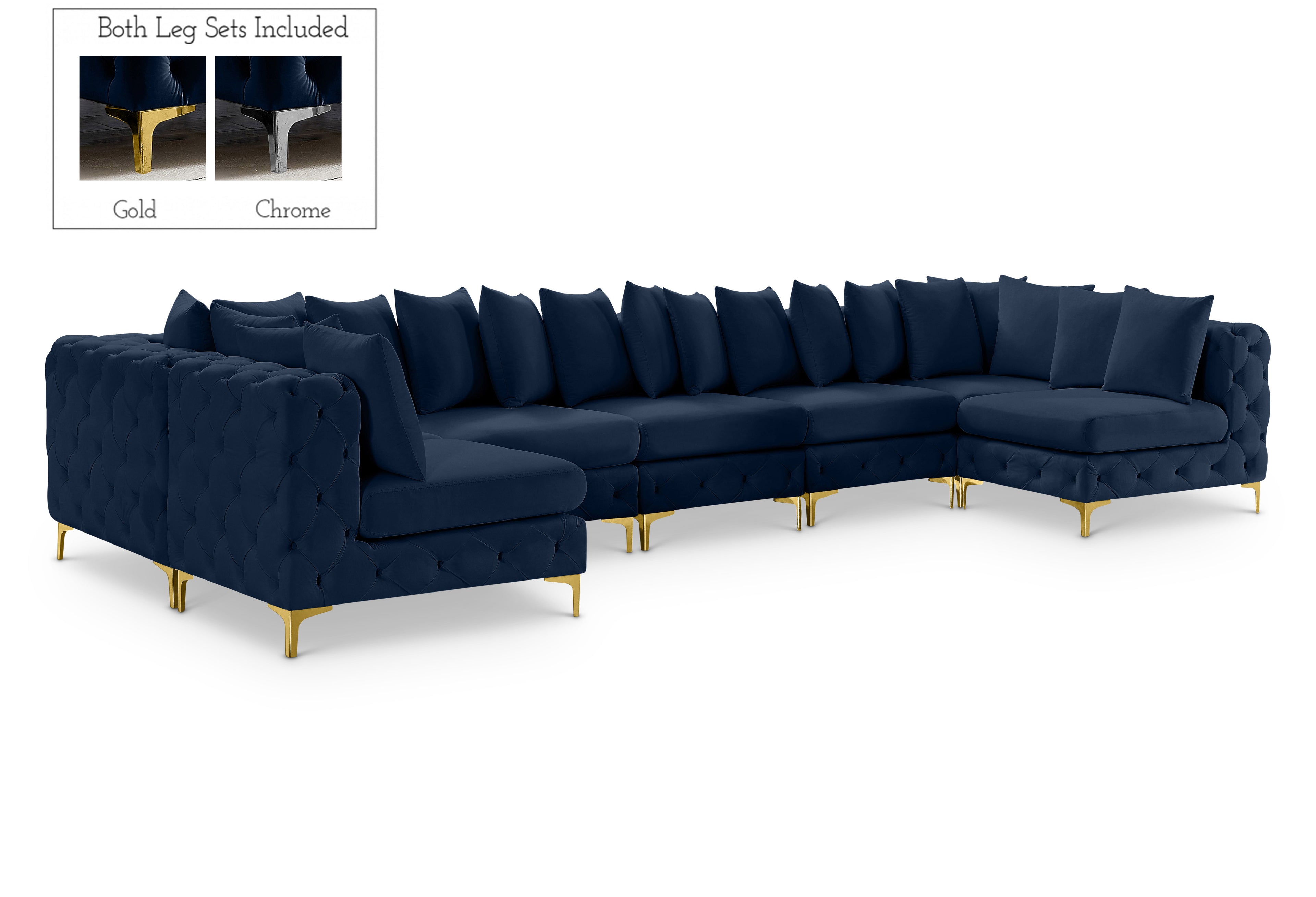 Tremblay Navy Velvet Modular Sectional