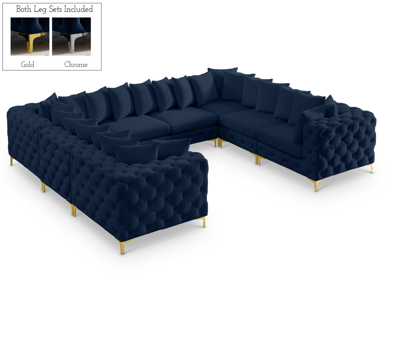 Tremblay Navy Velvet Modular Sectional