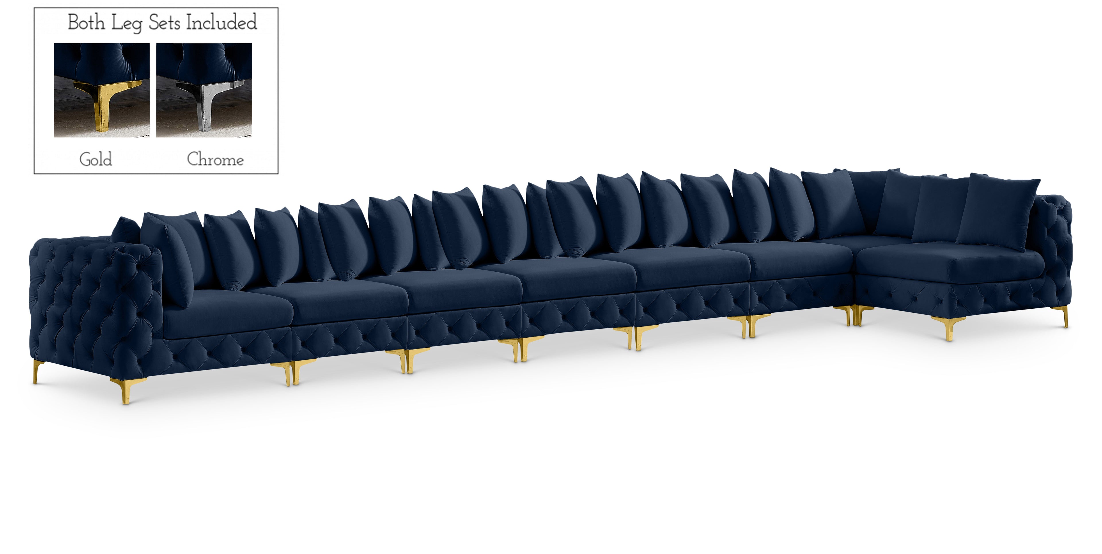 Tremblay Navy Velvet Modular Sectional