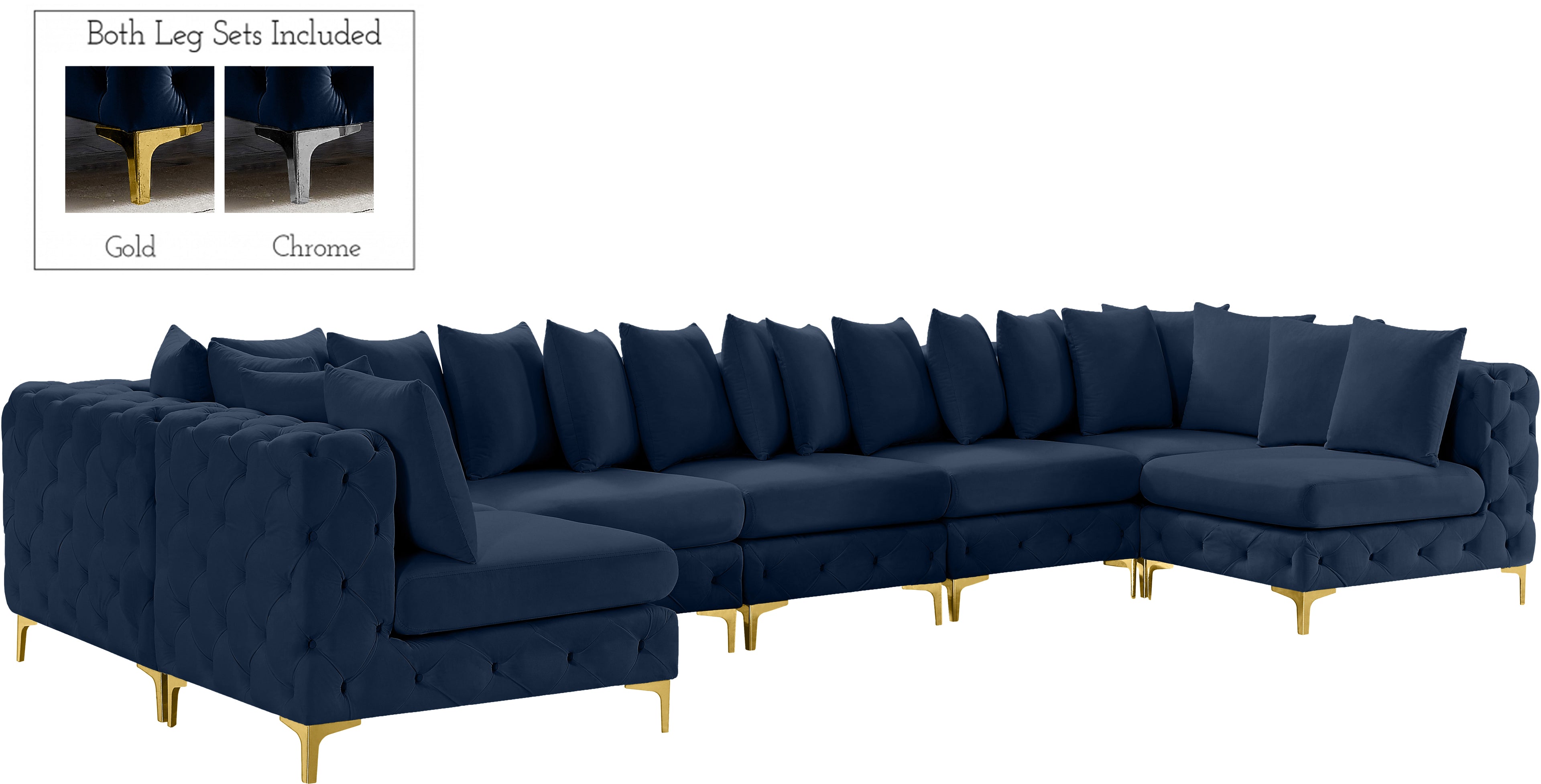 Tremblay Navy Velvet Modular Sectional