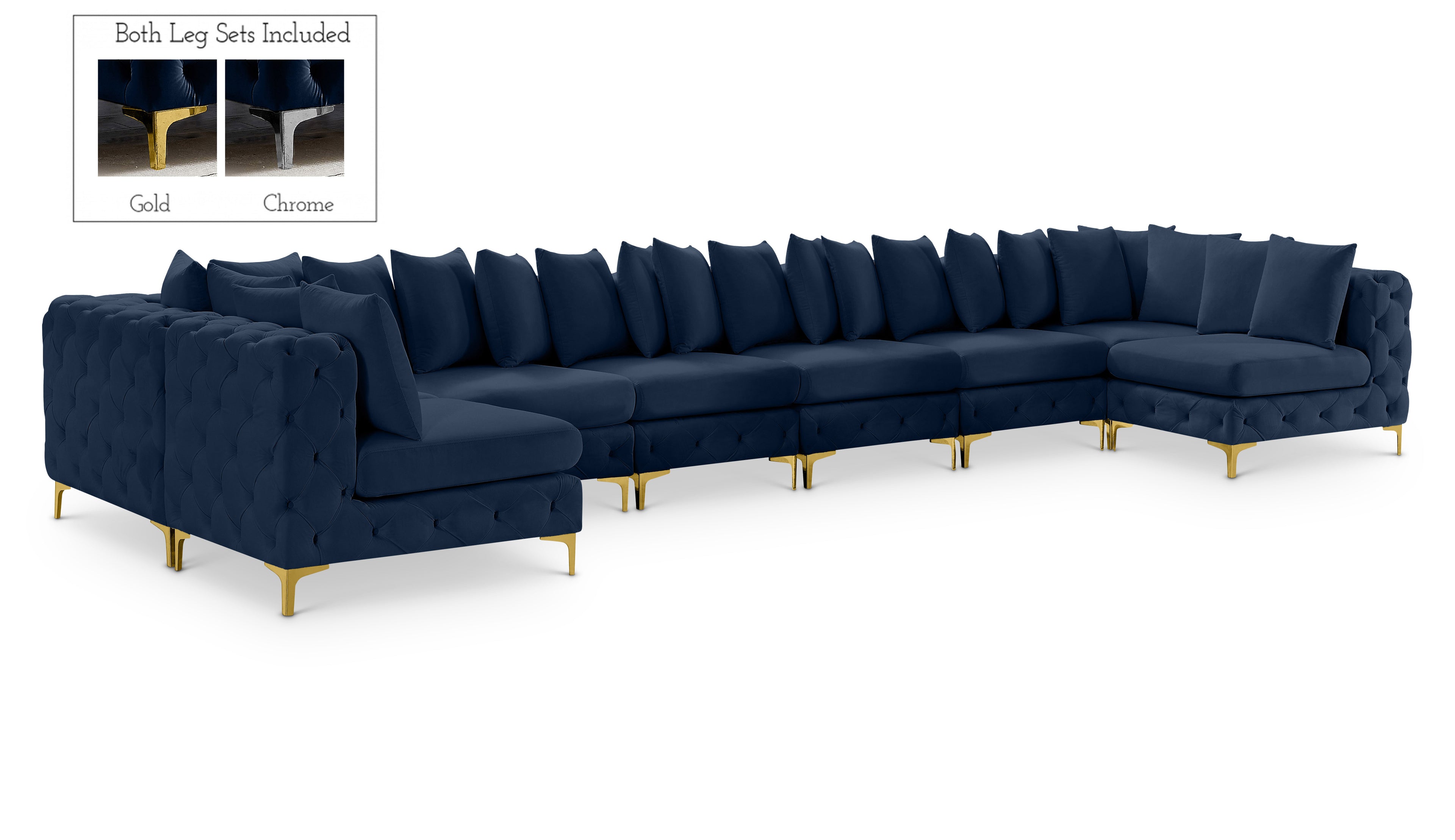 Tremblay Navy Velvet Modular Sectional