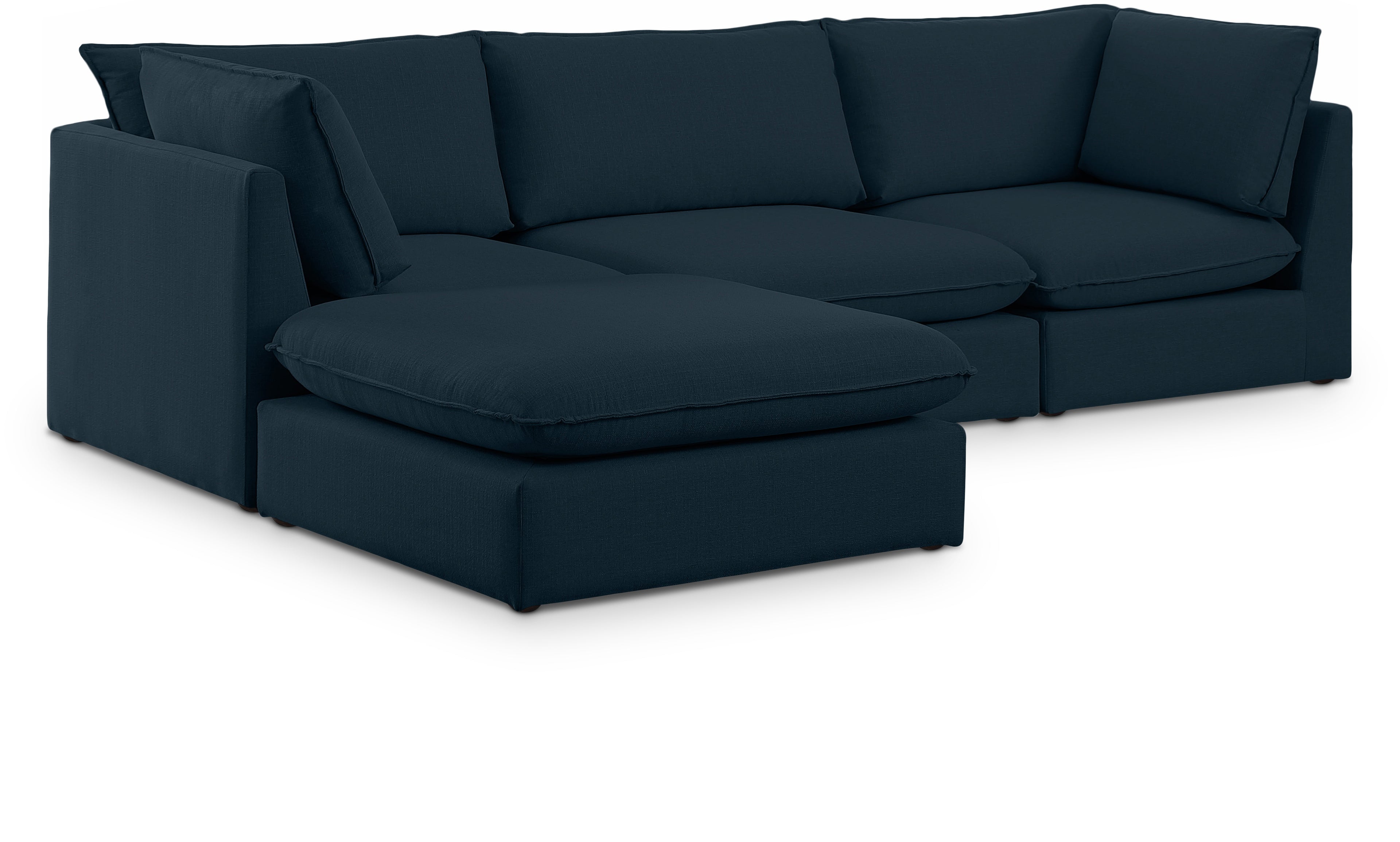 Mackenzie Navy Durable Linen Textured Modular Sectional