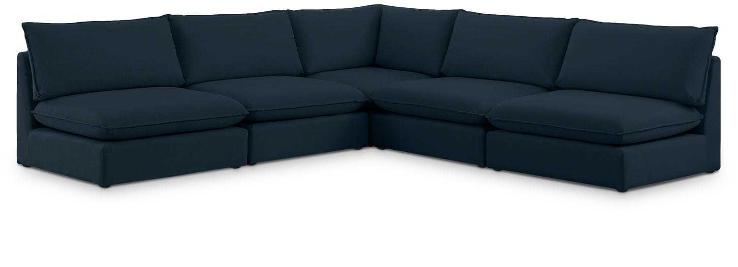 Mackenzie Navy Durable Linen Textured Modular Sectional