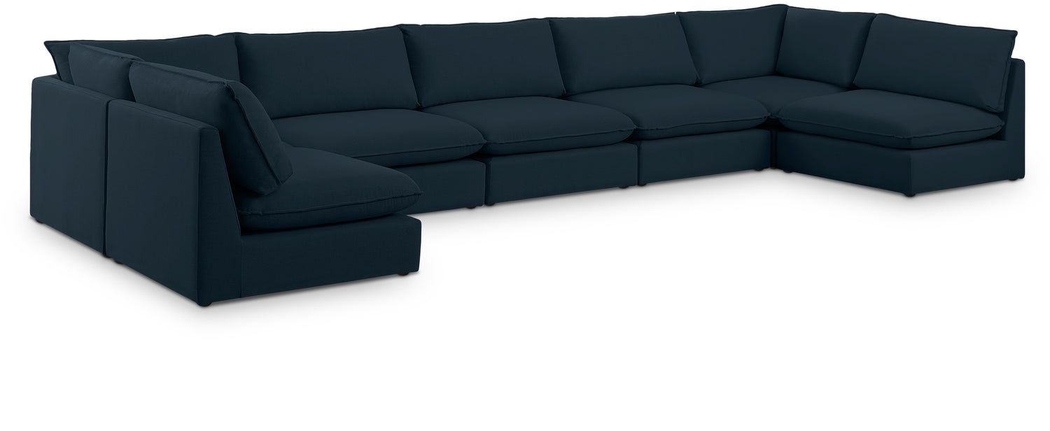 Mackenzie Navy Durable Linen Textured Modular Sectional