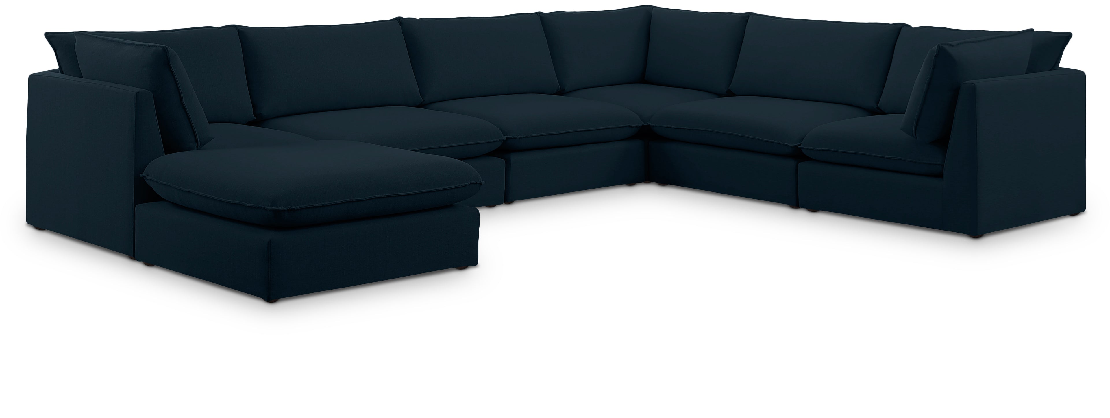 Mackenzie Navy Durable Linen Textured Modular Sectional