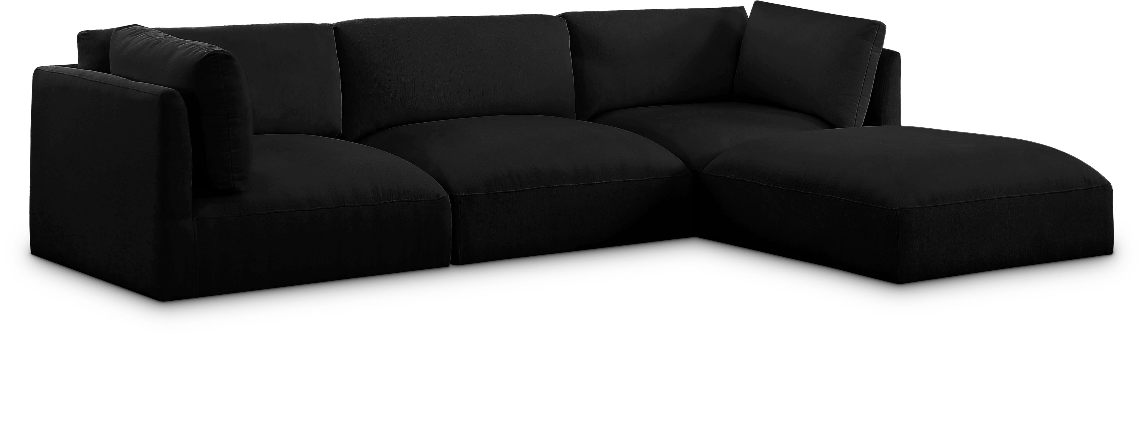 Ease Black Polyester Fabric Modular Sectional