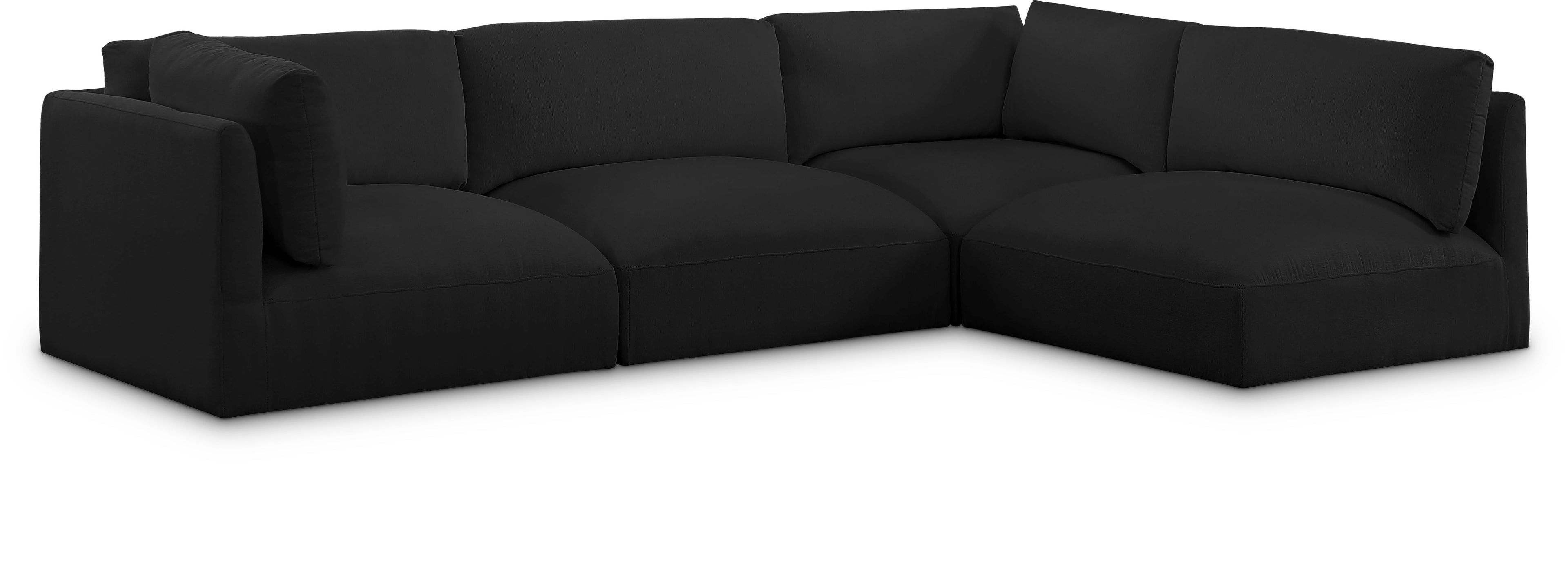 Ease Black Polyester Fabric Modular Sectional