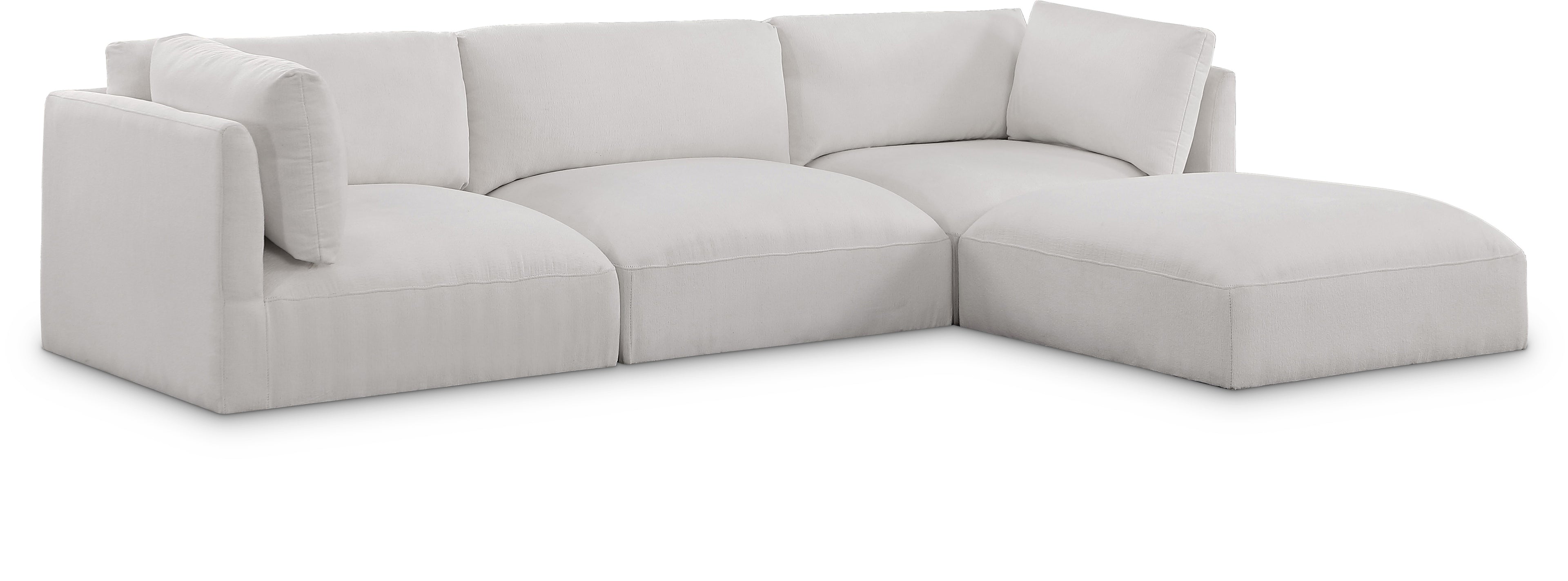 Ease Cream Polyester Fabric Modular Sectional