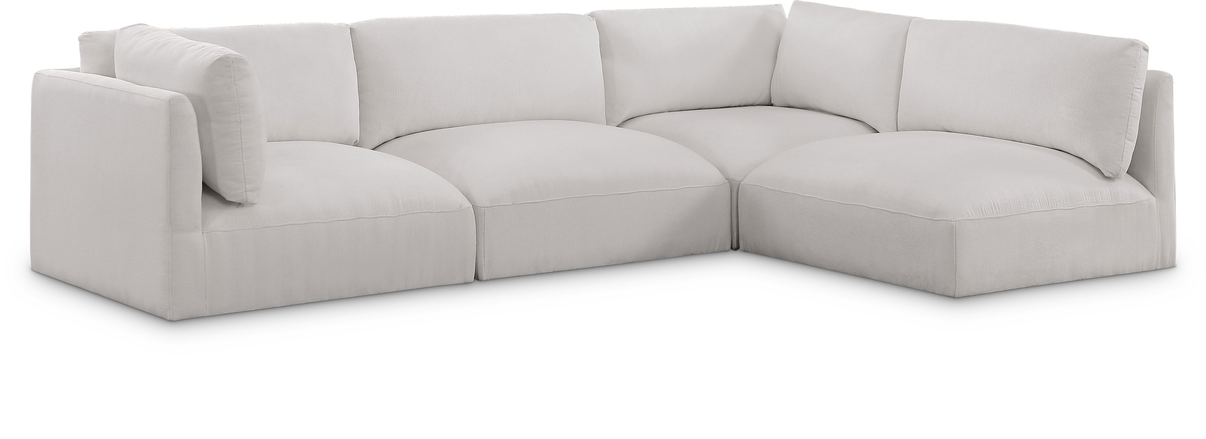 Ease Cream Polyester Fabric Modular Sectional