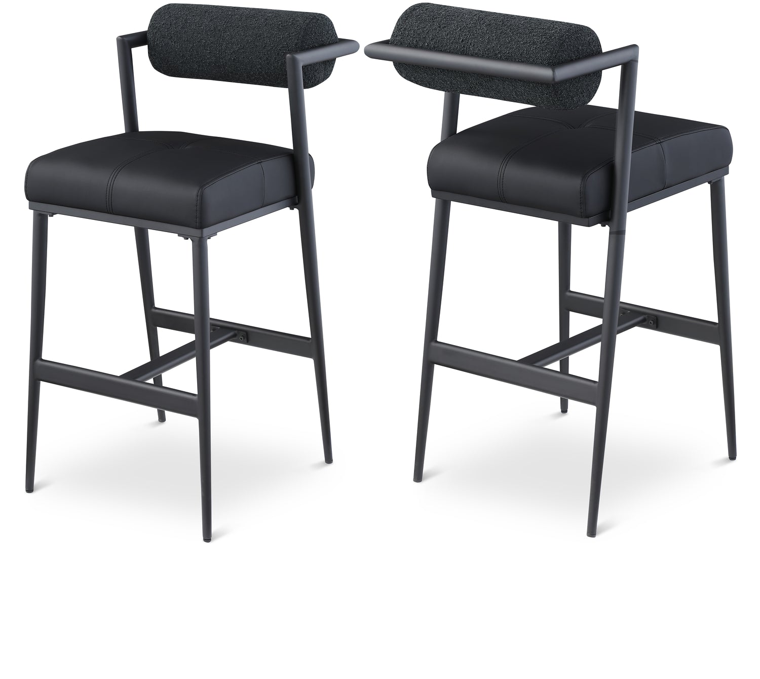 Stryker Boucle Fabric and Vegan Leather Stool, Set of 2