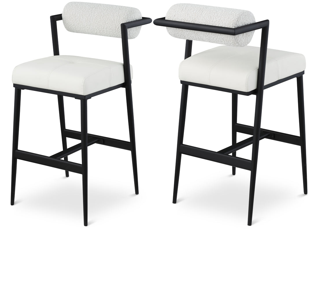 Stryker Boucle Fabric and Vegan Leather Stool, Set of 2