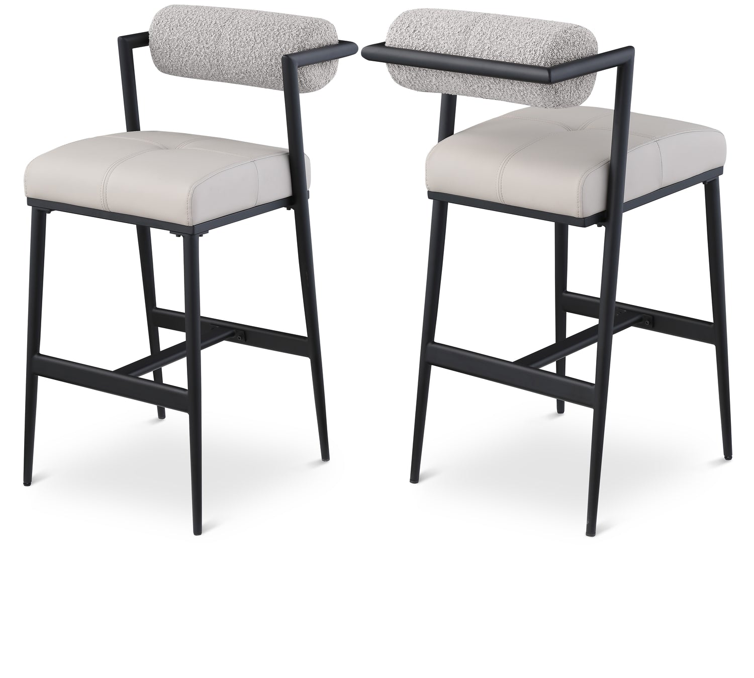 Stryker Boucle Fabric and Vegan Leather Stool, Set of 2