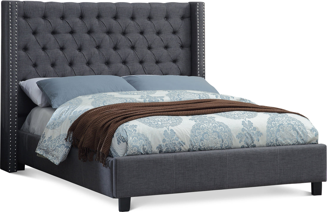 Ashton Grey Linen Textured King Bed