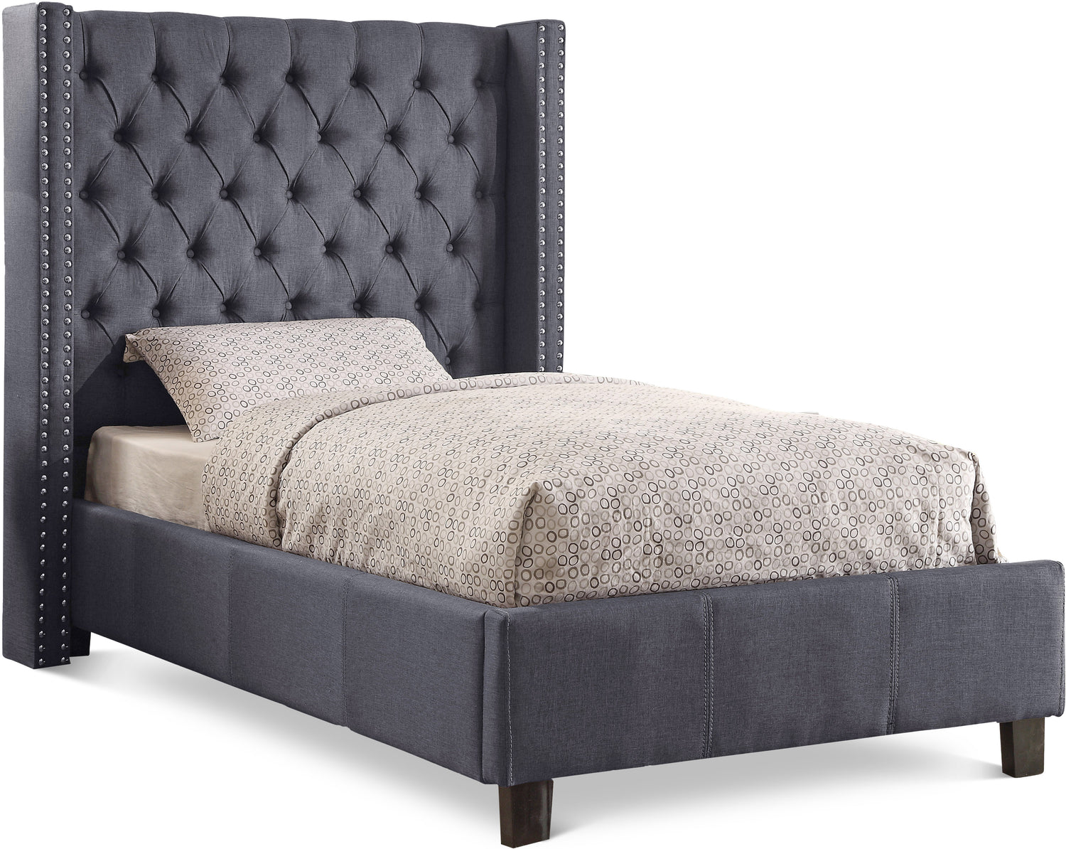 Ashton Grey Linen Textured Twin Bed