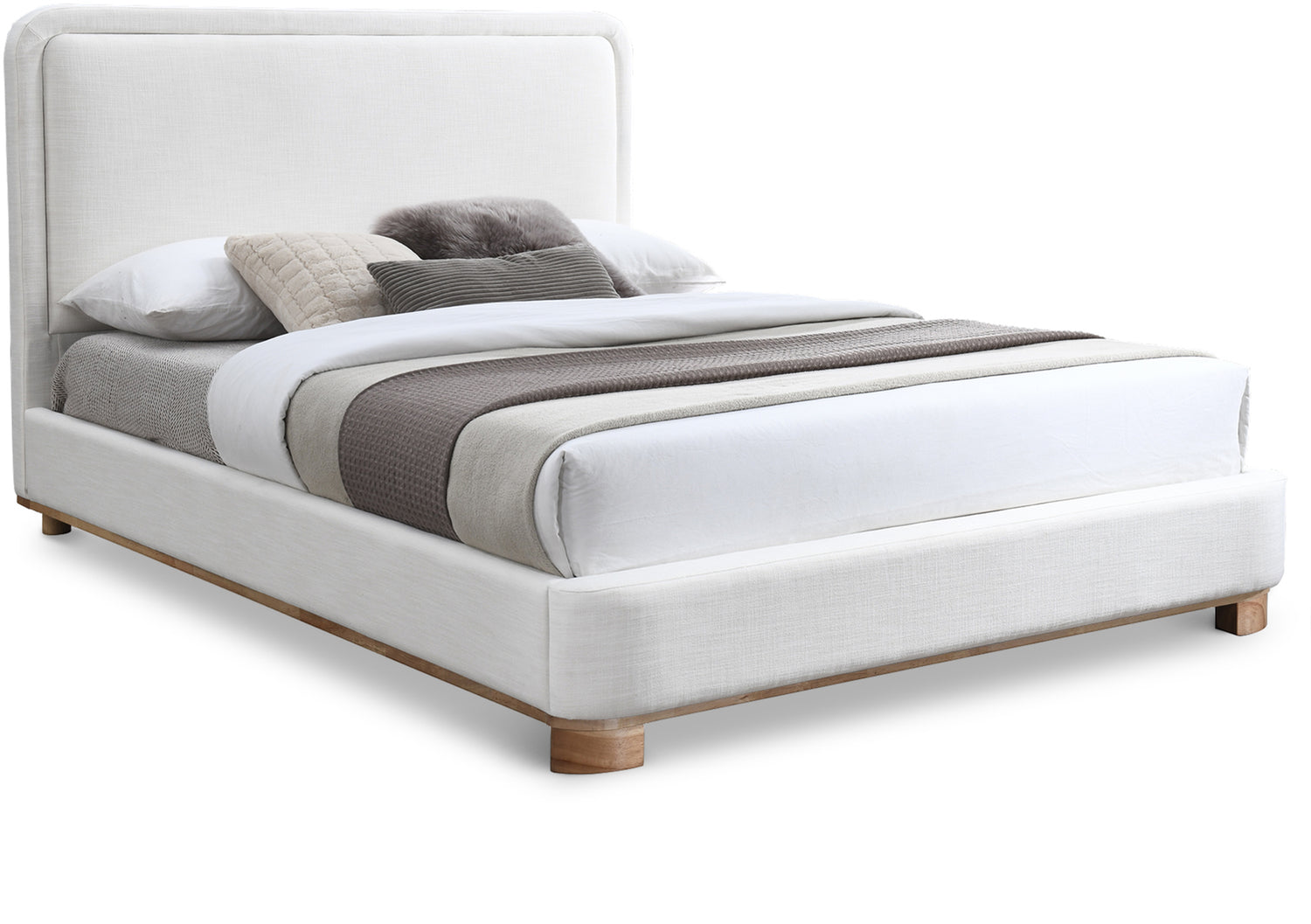 Nolita Cream Linen Textured Fabric King Bed