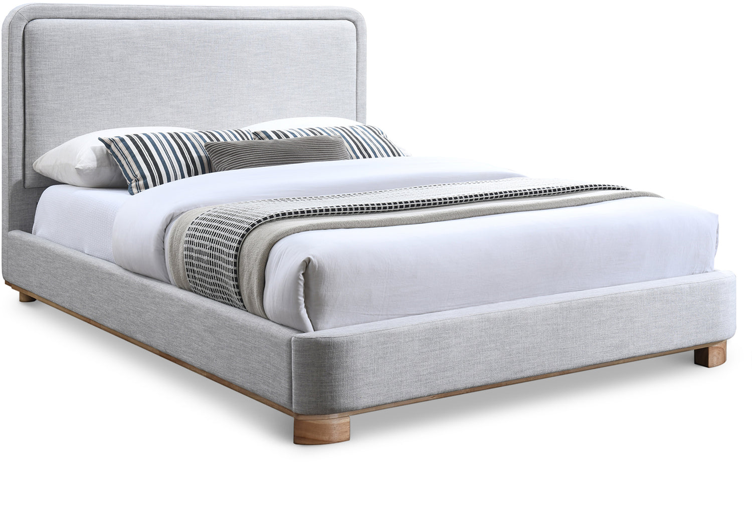 Nolita Grey Linen Textured Fabric King Bed