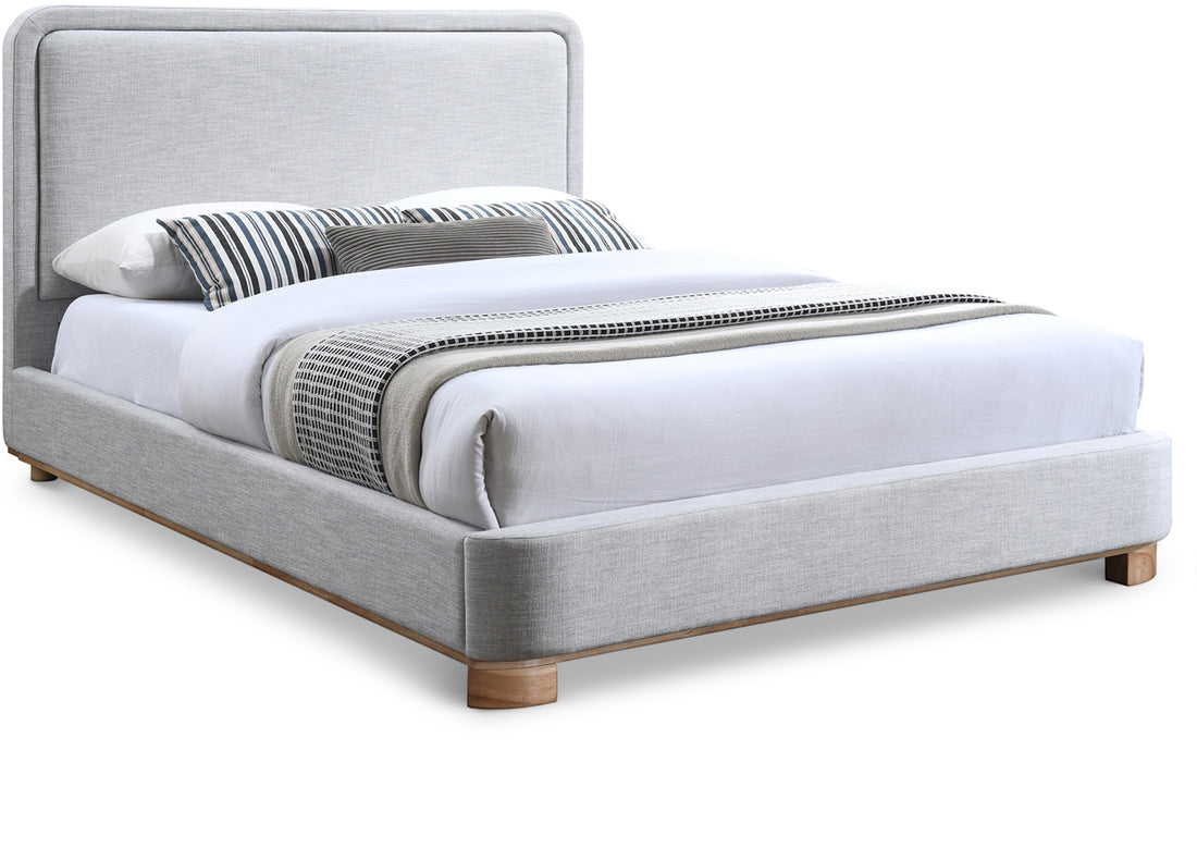 Nolita Grey Linen Textured Fabric Queen Bed