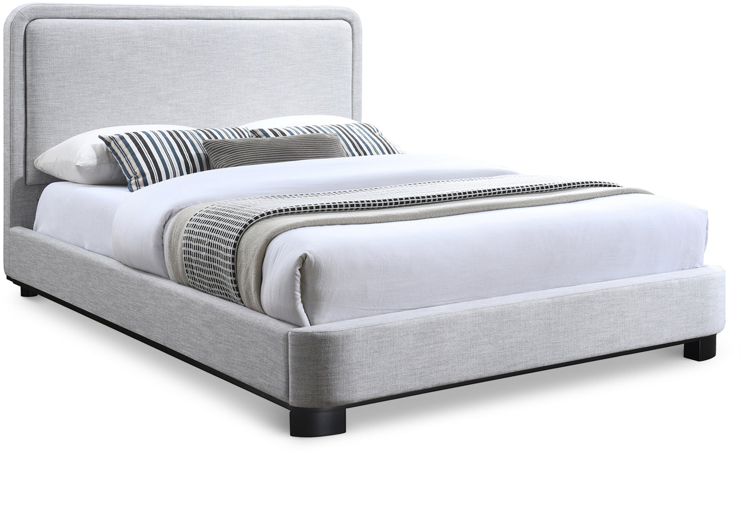 Nolita Grey Linen Textured Fabric Queen Bed